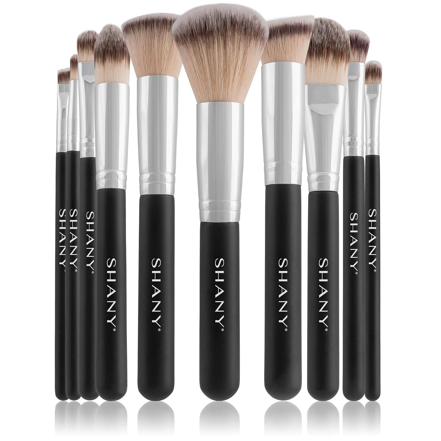 SHANY Makeup Brushes Black OMBRE Pro 10 Piece Essential Professional Makeup Brush Set - Foundation Powder Concealers Eye Shadow Brushes with Black Makeup Brush Travel Case - 10PC - Image 8
