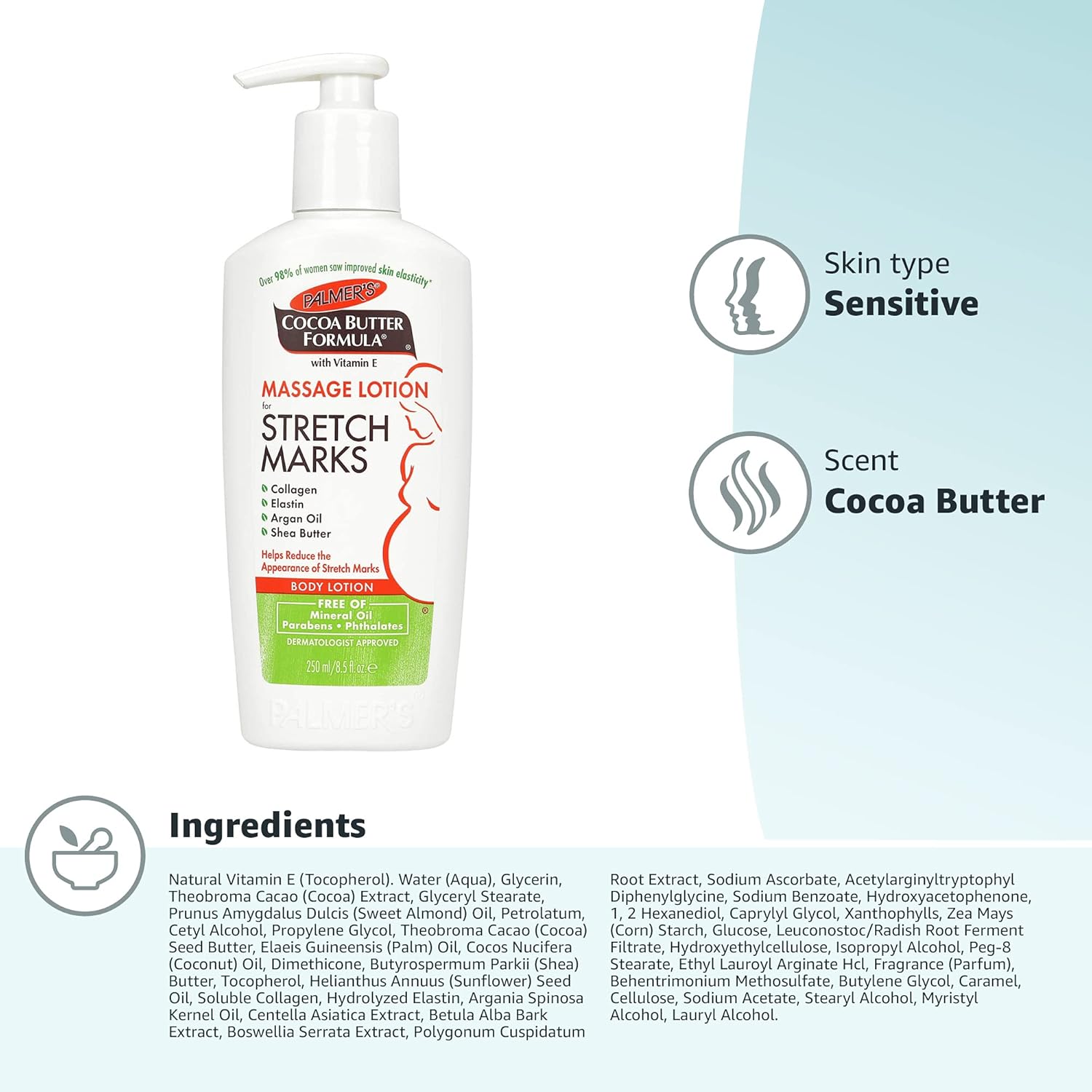 Palmer's Cocoa Butter Formula Massage Lotion for Stretch Marks, Pregnancy Skin Care, Belly Cream with Collagen, Elastin, Argan Oil and Shea Butter, 8.5 Ounces (Pack of 2) - Image 11