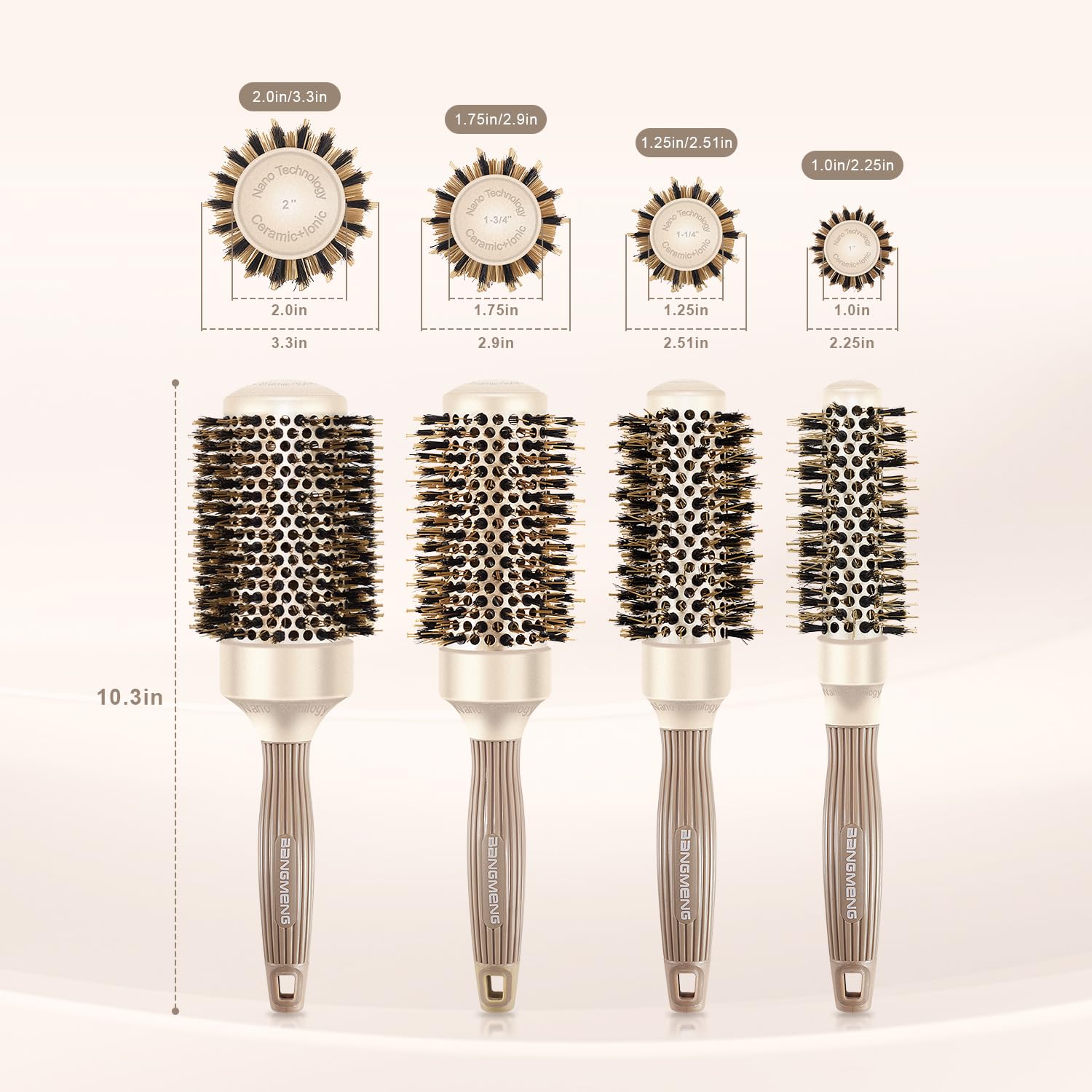 Round Barrel Anti-Static Hair Brush with Boar Bristles, Nano Thermal Ceramic Ionic Tech | For Extra Shine | Protect Hair, Enhance Texture, For Straightening & Drying (1 1/4 inch) - Image 4