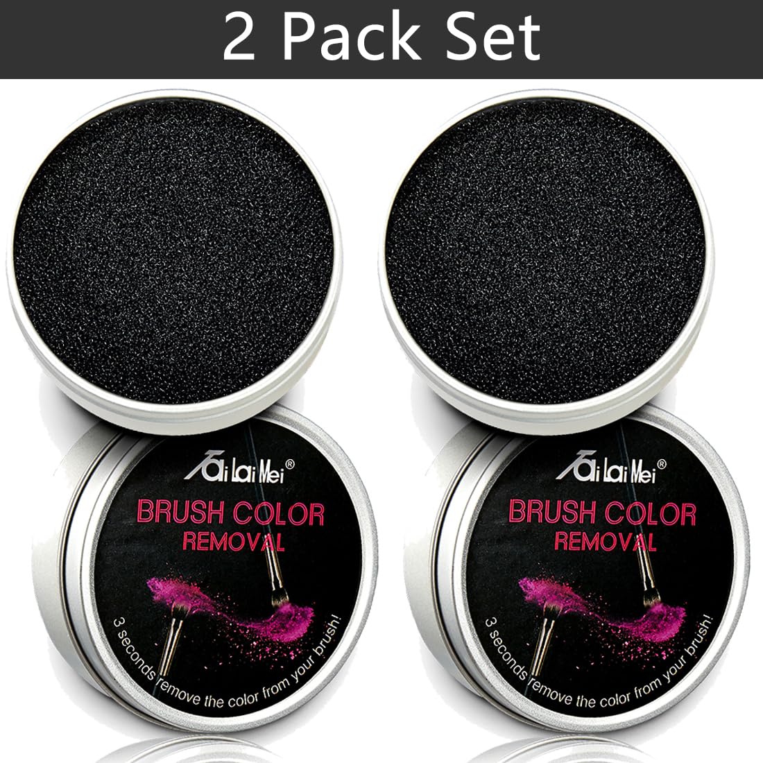 TailaiMei 2 Pack Color Removal Cleaner Sponge, Quickly & Easily Clean Makeup Brushes Powder Without Water or Chemical Solutions Eliminating Drying Time - Switch Eyeshadow Colored Immediately - Image 6