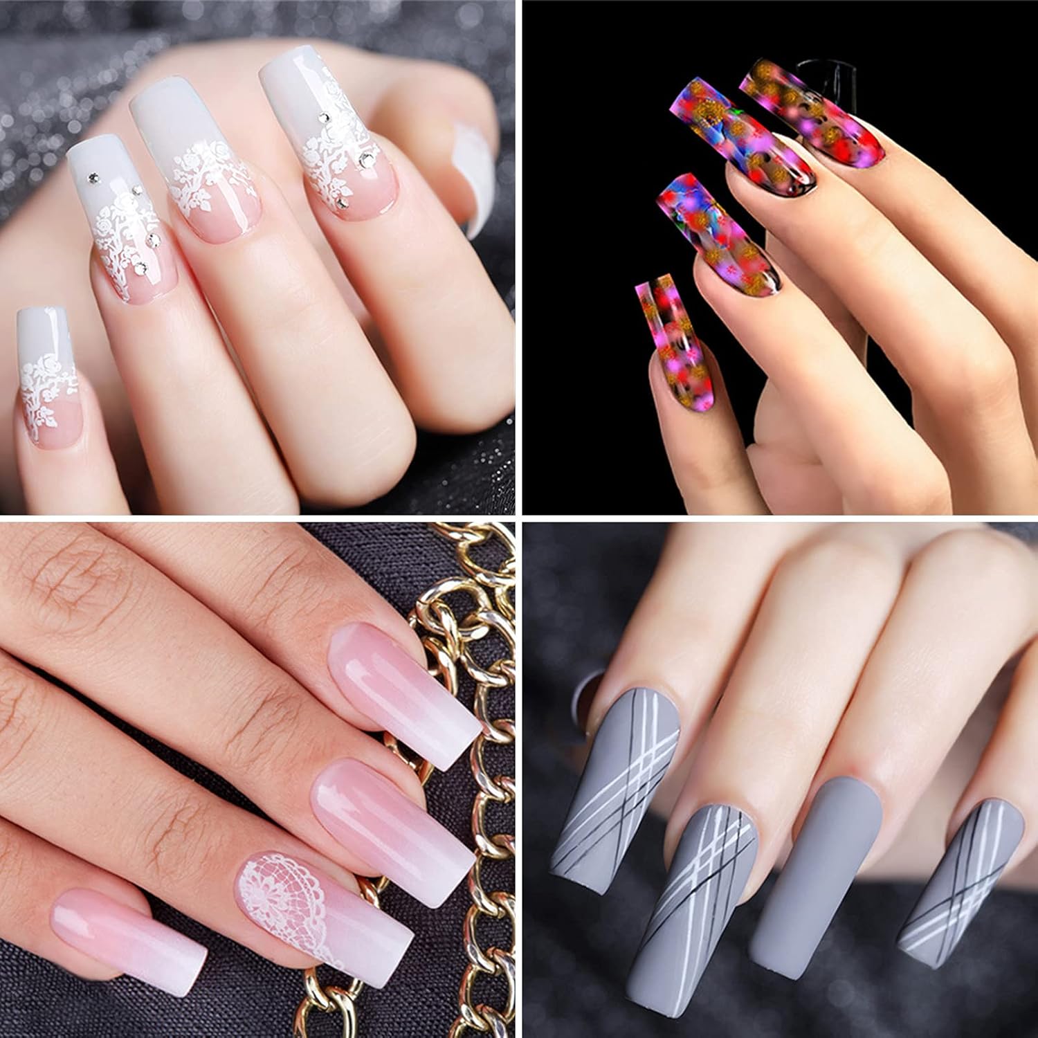 240 Pcs Extra Long C Curve Nail Tips - XXL Clear Fake Straight Square Shape Half Cover Acrylic False Nails with Box for Salons Nail Art,12 Sizes - Image 2