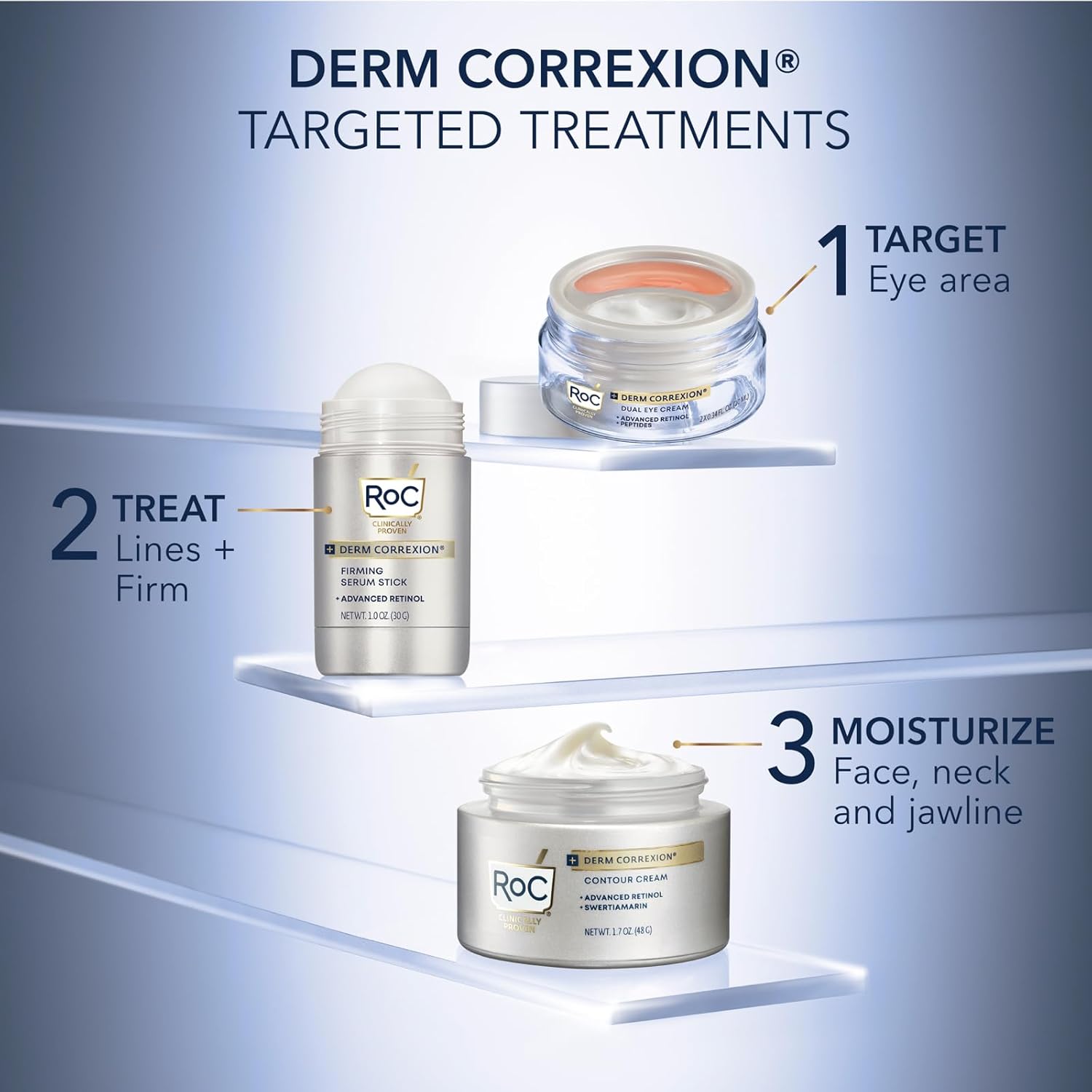 RoC Derm Correxion Advanced Retinol Firming Serum Stick with Antioxidants to Visibly Tighten and Firm Wrinkles and Laugh Lines, 1.0 oz with Retinol Eye Cream Packette - Image 7