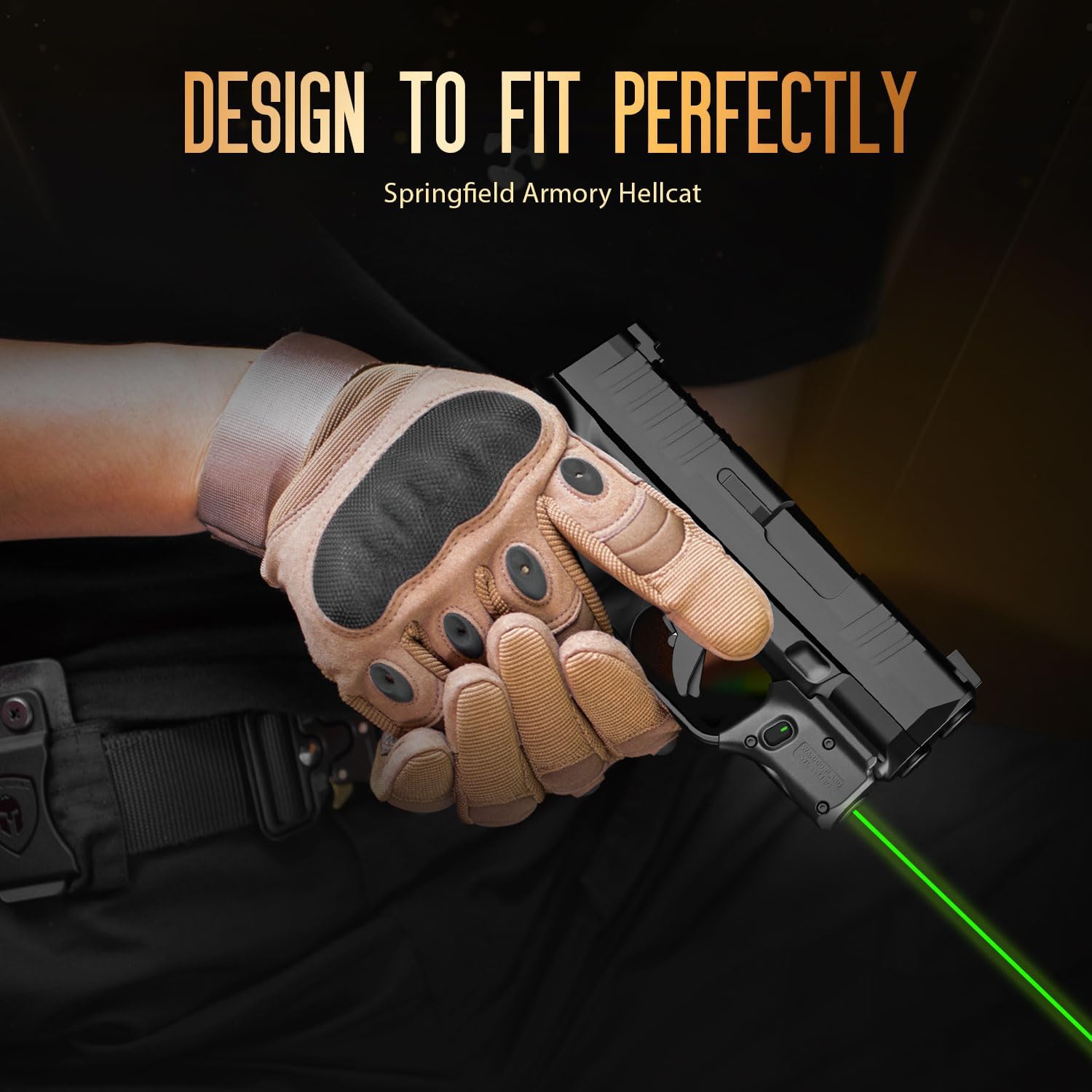 WARRIORLAND Green Laser Sight Fit Springfield Armory Hellcat (Not Fit Hellcat Pro), First Green Beam Sight with Power Indicator, Hellcat Laser with Ambidextrous On/Off Switch, WLS-118G, Black - Image 2