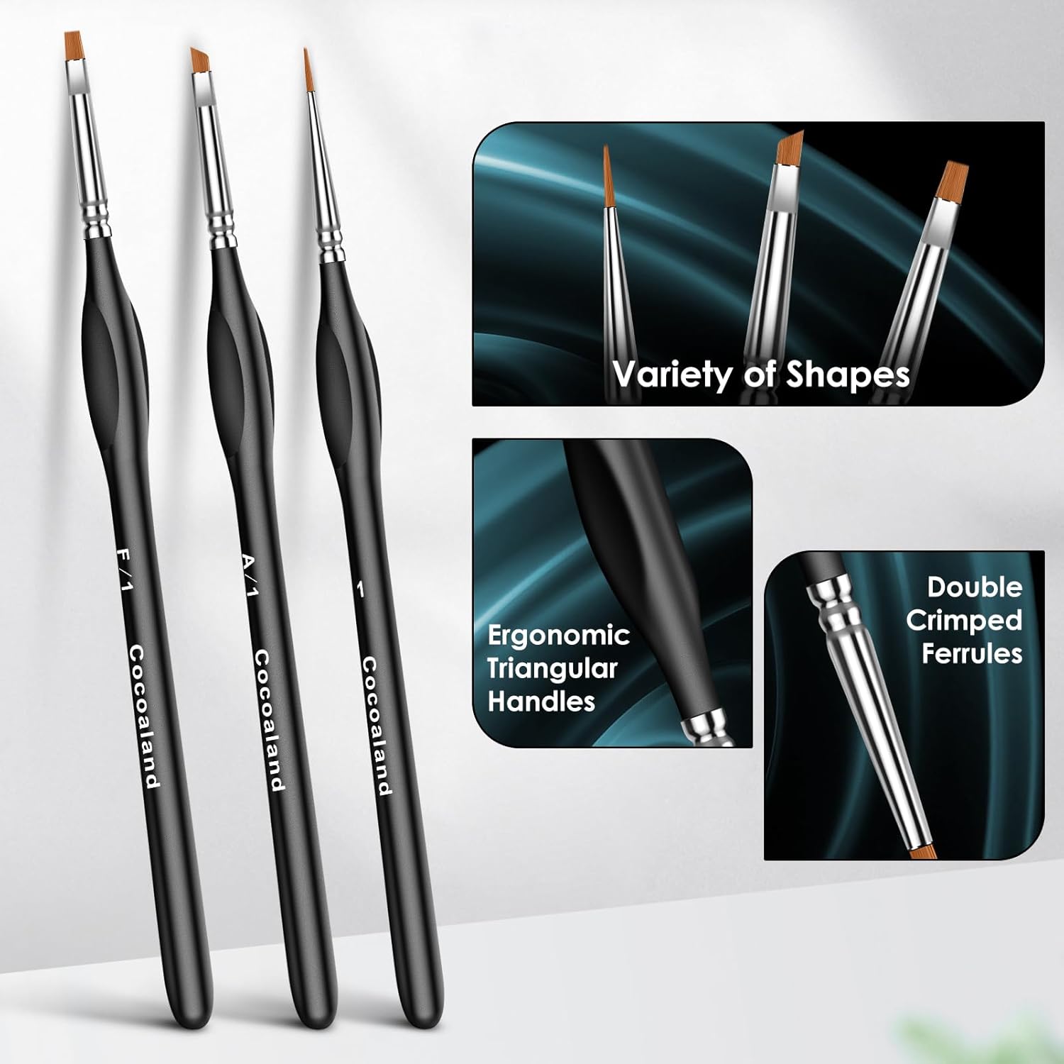 Miniature Paint Brushes,15Pcs Small Fine Tip Paintbrushes, Micro Detail Paint Brush Set, Triangular Grip Handles Art Brushes Perfect for Acrylic, Watercolor, Oil, Craft, Models(Black) - Image 3
