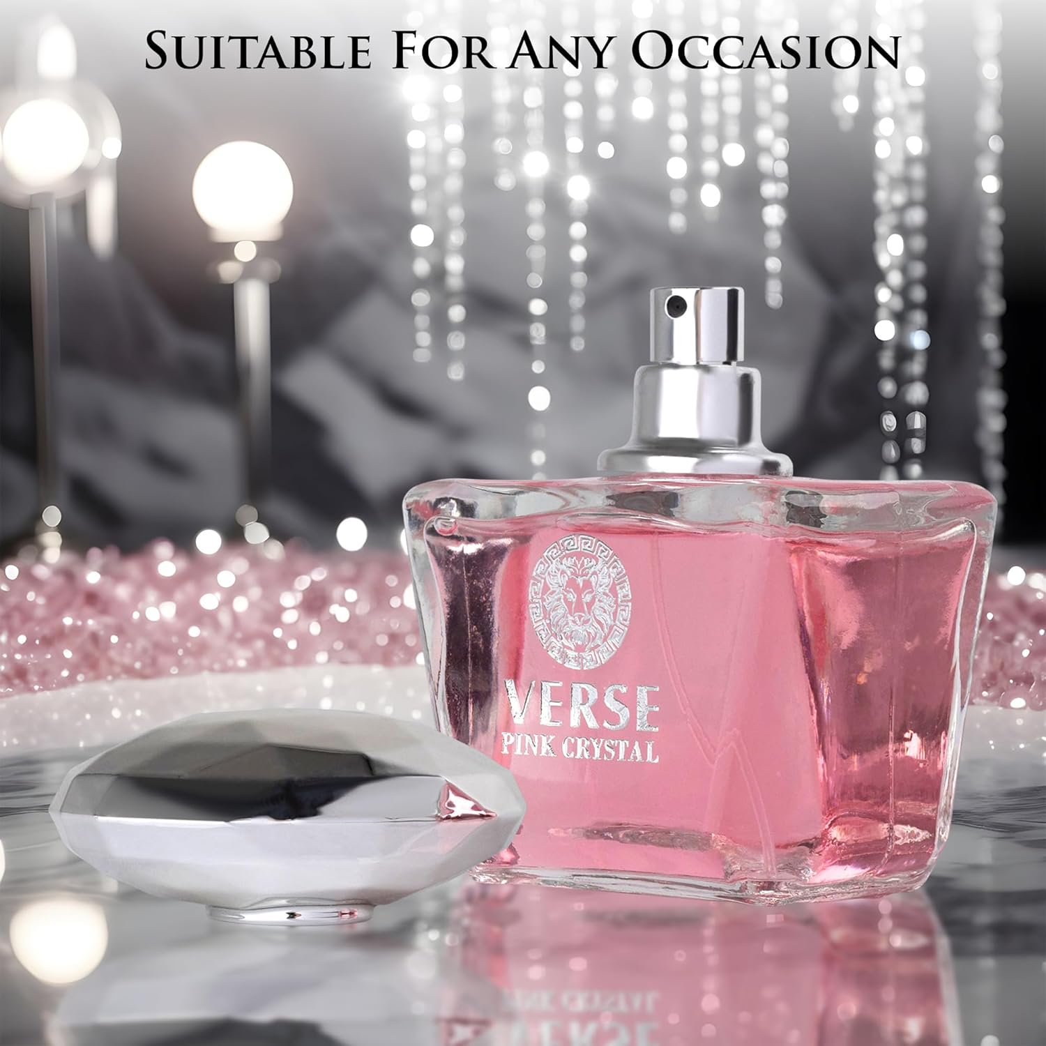 Verse Pink Crystal Eau De Parfum for Woman - Top Notes of Pomegranate, Yuzu & Iced Accord - Base Notes of Peony, Lotus, Magnolia, Amber, Musk & Mahogany - Floral & Fruity Scent - Elegant 100ml Bottle - Image 8