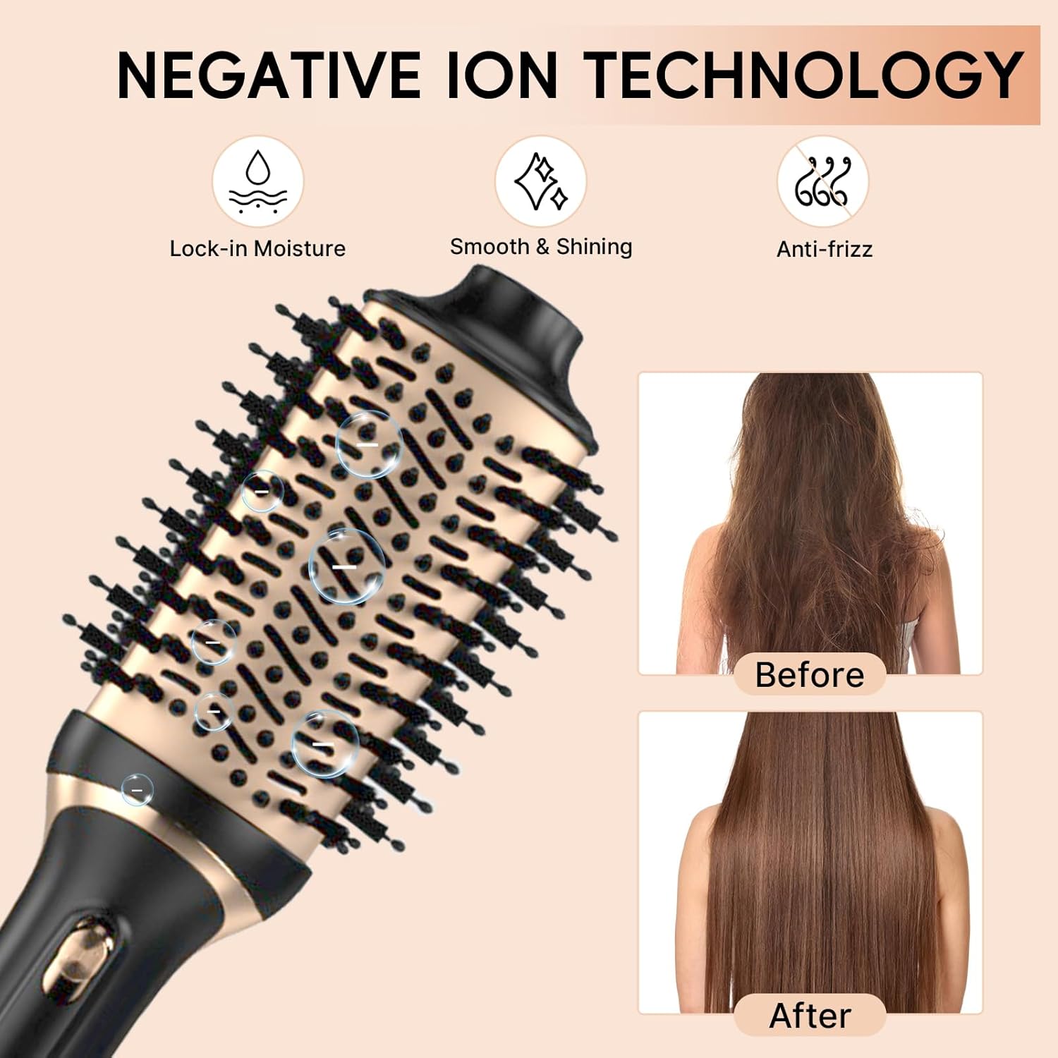 Hair Dryer Brush, Multifunctional Hot Air Brush with Adjustable Heat Settings for Different Hair Types, Negative Ion Technology & Quick Drying - Image 7