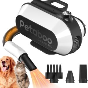 Dog Hair Blower Dryer,Negative Ion Grooming Pet Dryer,Brushless Motor,High-Velocity Force,40 dB Noise Level,Dog Hair Dryer with 3 Nozzles & Adjustable Speed & 3 Temperature for Dog & Cat