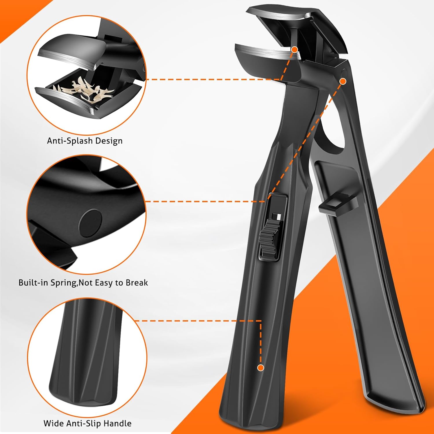 Toenail Clippers for Seniors Thick Toenails, Upgrade Angled Head Large Toe Nail Clippers for Men with Wide Jaw Opening, Sharp Heavy Duty Fingernail Clipper Cutter with Catcher Long Handle -Black - Image 6