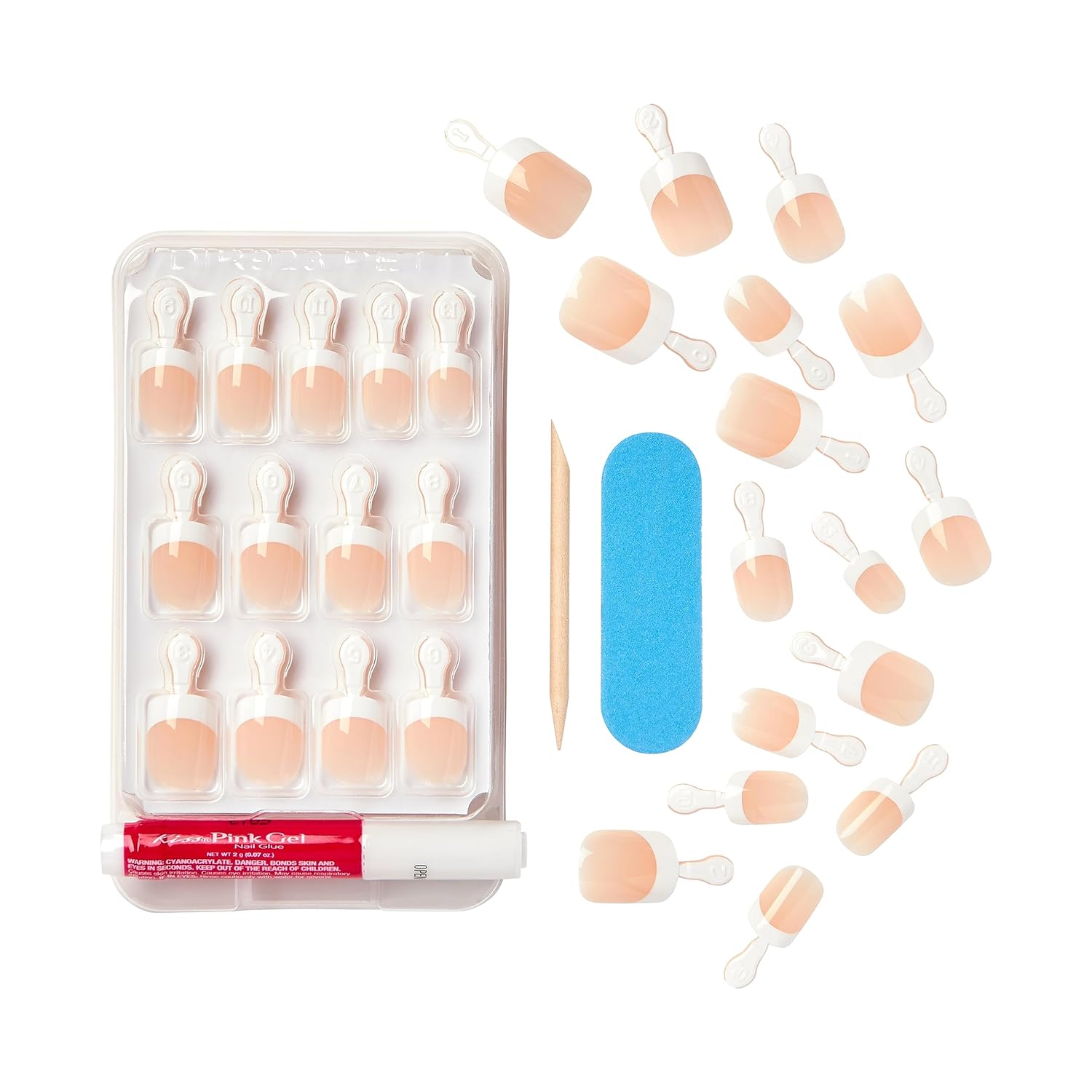 Kiss Everlasting French Nail Manicure, Chip-Free with Flexi-Fit Technology, Real Short, "Endless", Nail Kit with Pink Nail Glue (Net Wt. 2 g / 0.07oz.), Mini File, Manicure Stick, and 28 Fake Nails - Image 9