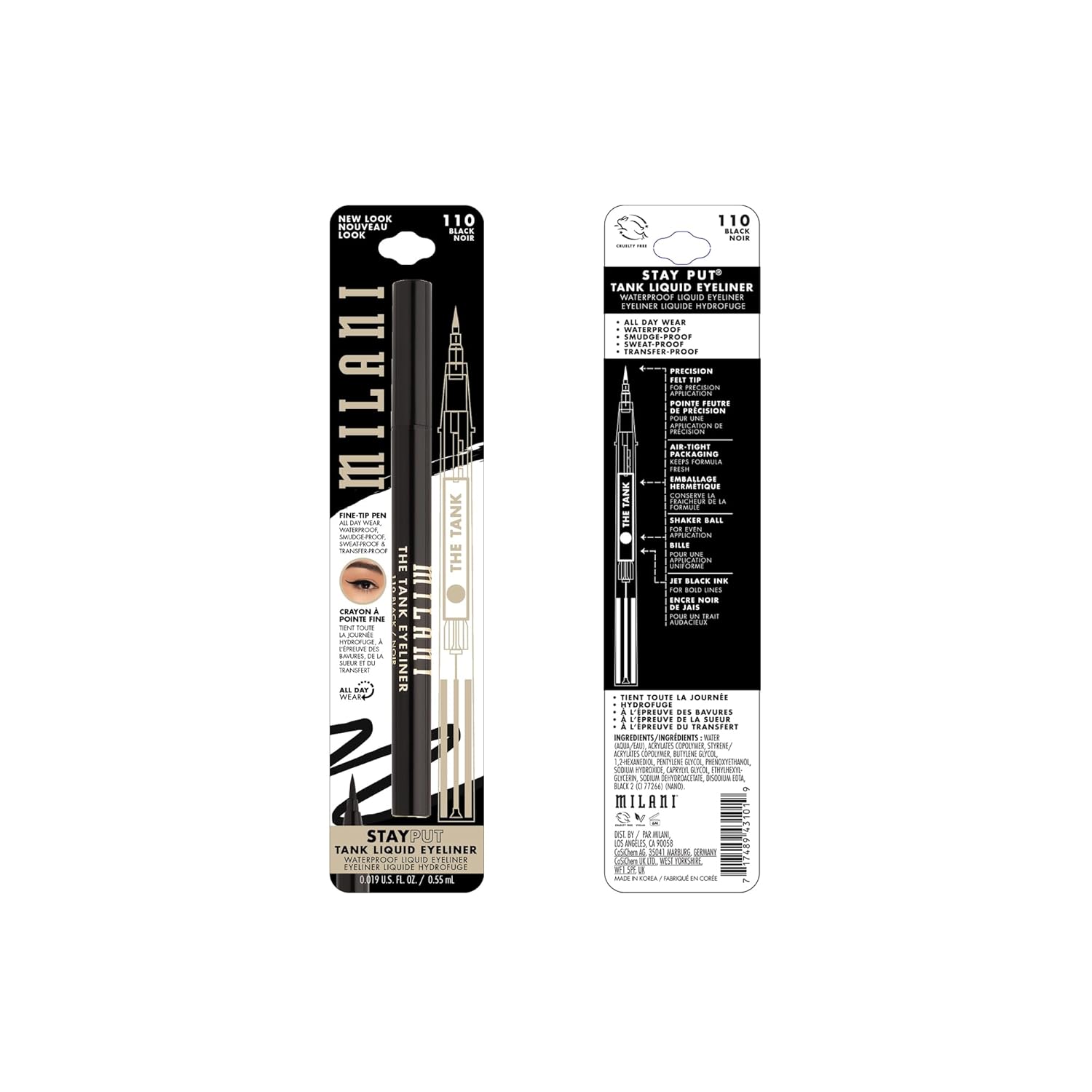 Milani The Tank Liquid Eyeliner - No-Skip, Waterproof, Long Lasting, Smudgeproof, Black, Cruelty-Free, 12 Hour Wear, Tips & Tricks - Image 2
