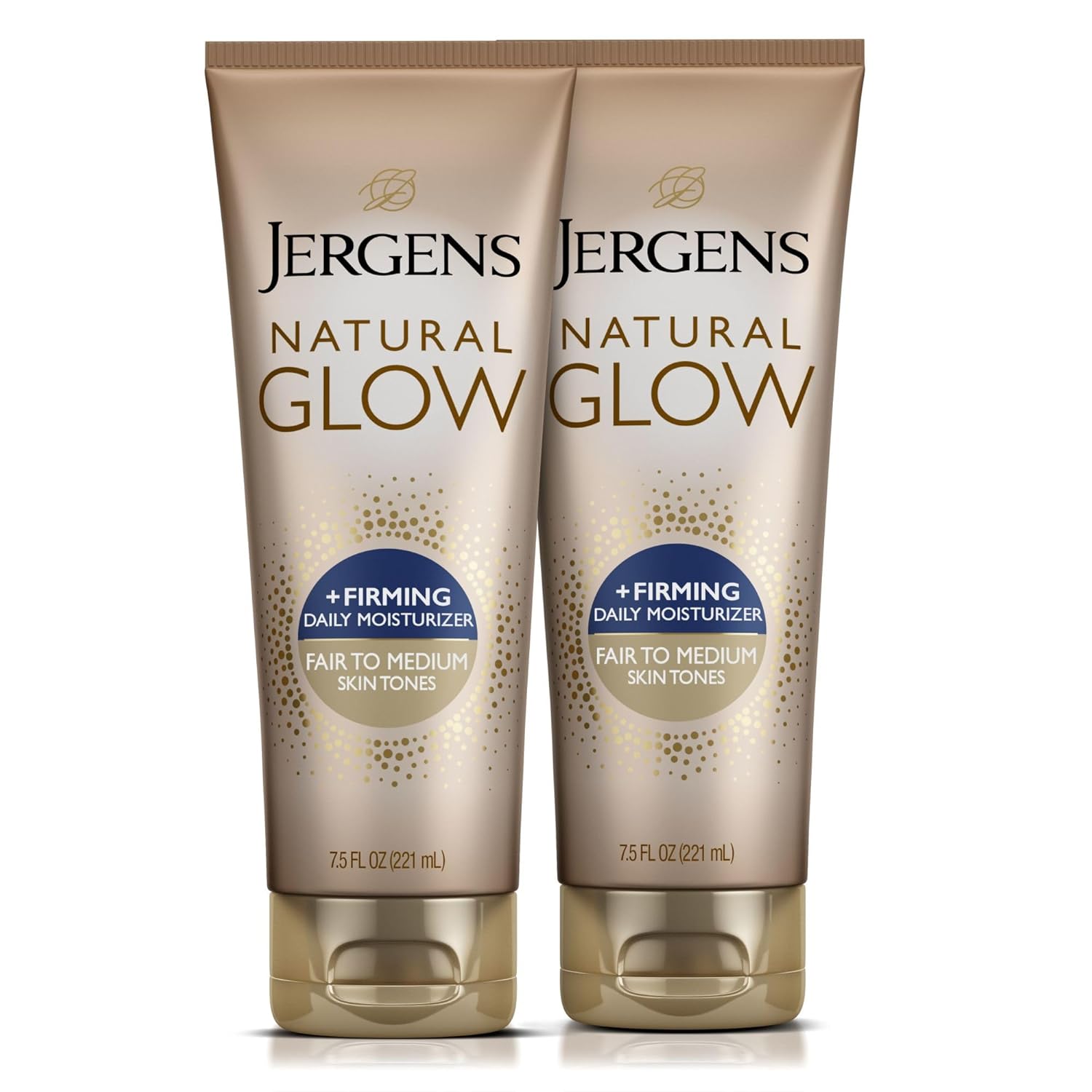 Jergens Natural Glow +Firming Self Tanner Body Lotion, Fair to Medium Skin Tone, Sunless Tanning Moisturizer with Collagen and Elastin. Helps to Visibly Reduce Cellulite, 7.5 Fl Oz (Pack of 2)