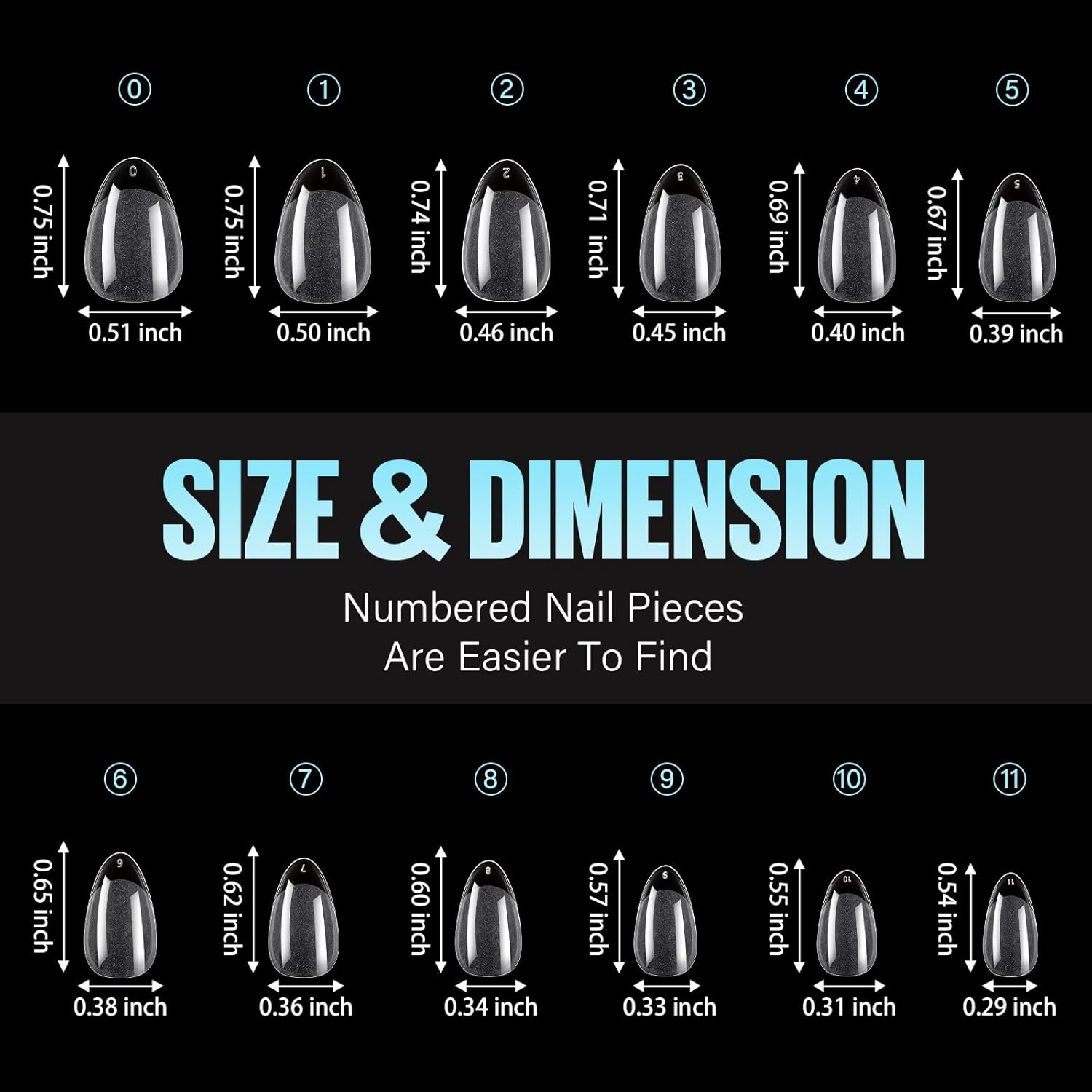 TOMICCA Short Almond Nail Tips, 504Pcs Soft Acrylic Nail Tips, 12 Sizes Pre-Shaped Half Matte Fake Clear Gelly Tips, Press on Acrylic Nails for Nail Extension DIY Nail Salon - Image 7