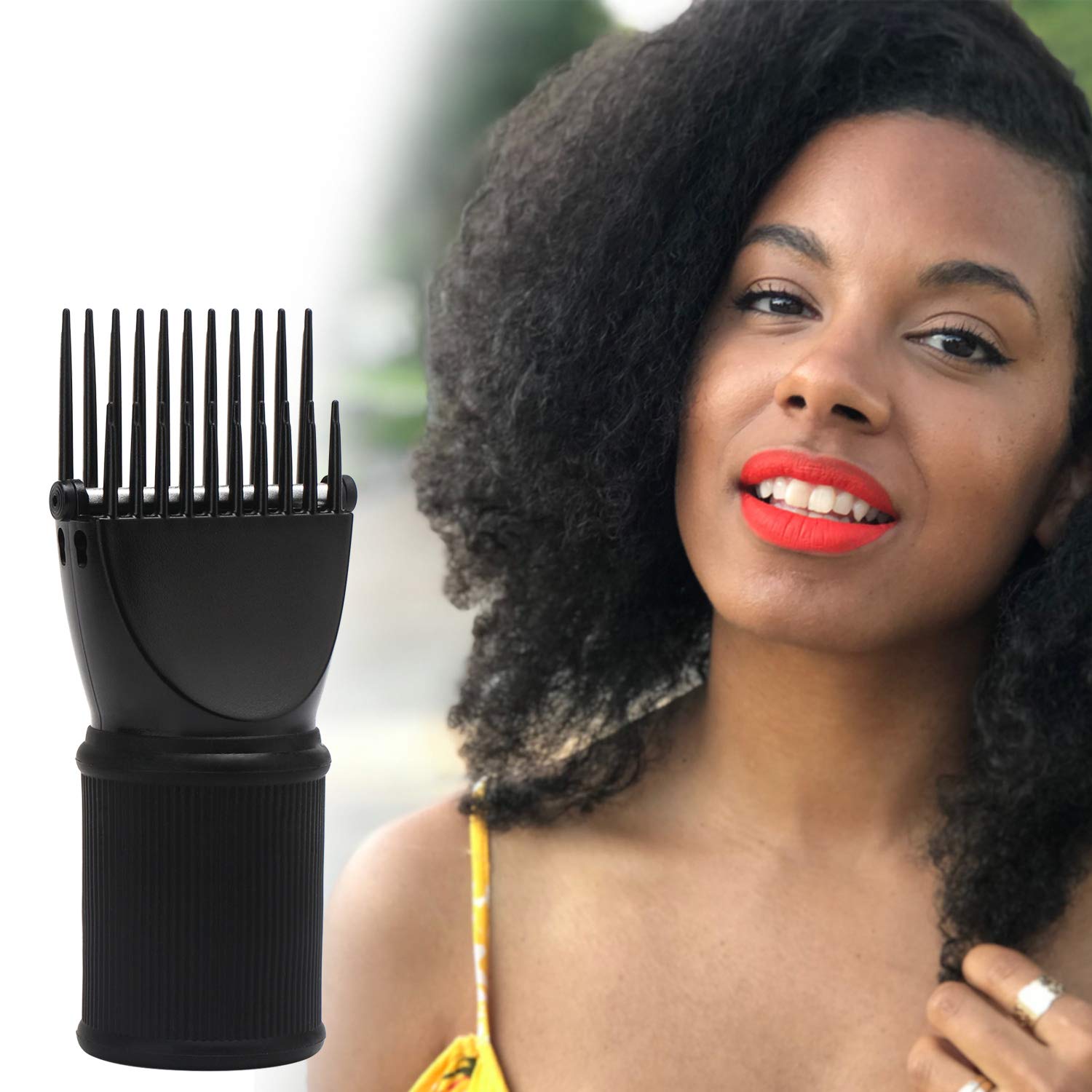 Segbeauty Blow Dryer Comb Attachment, Black Brush Attachments for Hair Dryer Concentrator Nozzle 1.57-1.97", Pro Hairdressing Styling Salon Tool for Straightening Detangling Fine Curly Natural Hair - Image 2