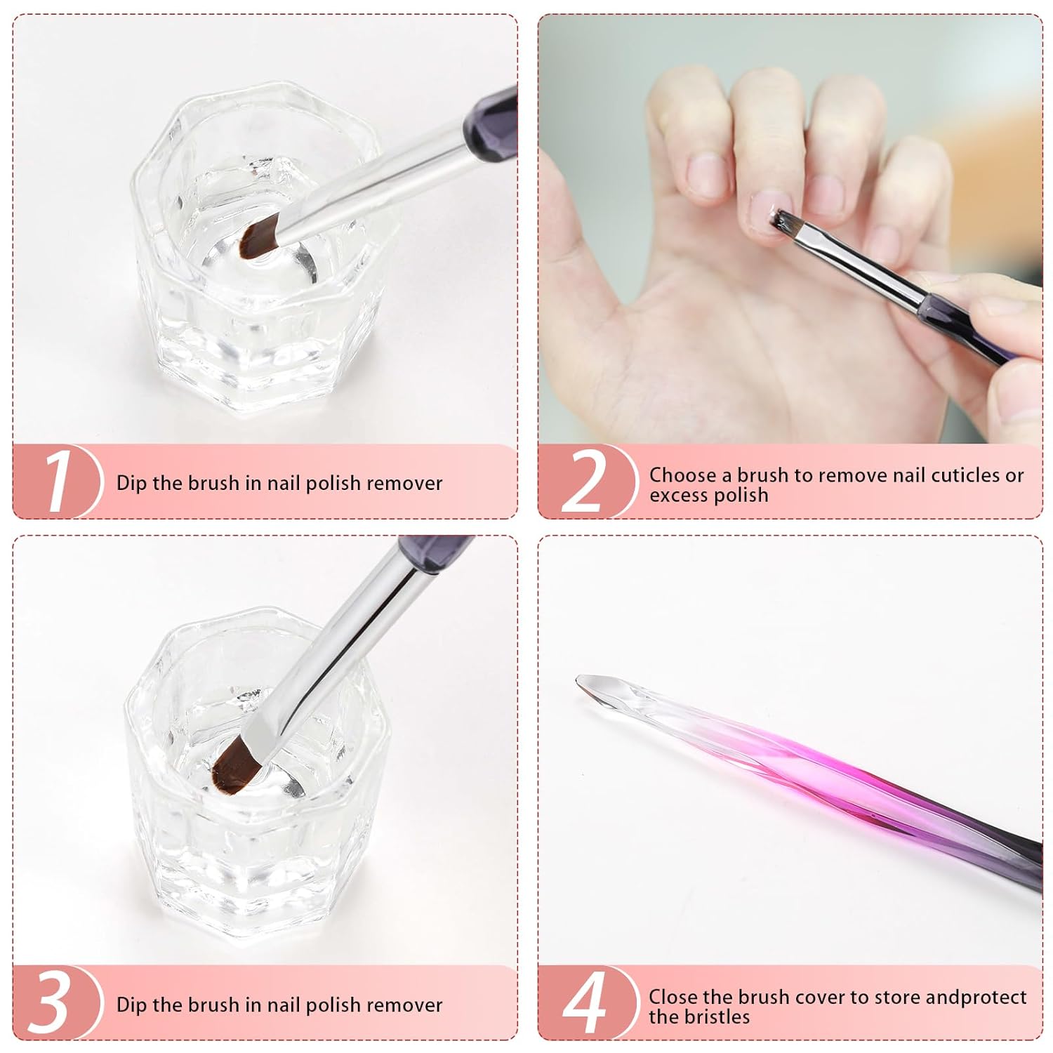 Nail Art Clean Up Brushes,3PCS Nail Brush For Cleaning Polish Mistakes on the Cuticles,Flat/Oval/Fine Angled Gel Nail Brushes For Nail Art Design Painting and DIY Tools (BLACK PURPLE) - Image 7
