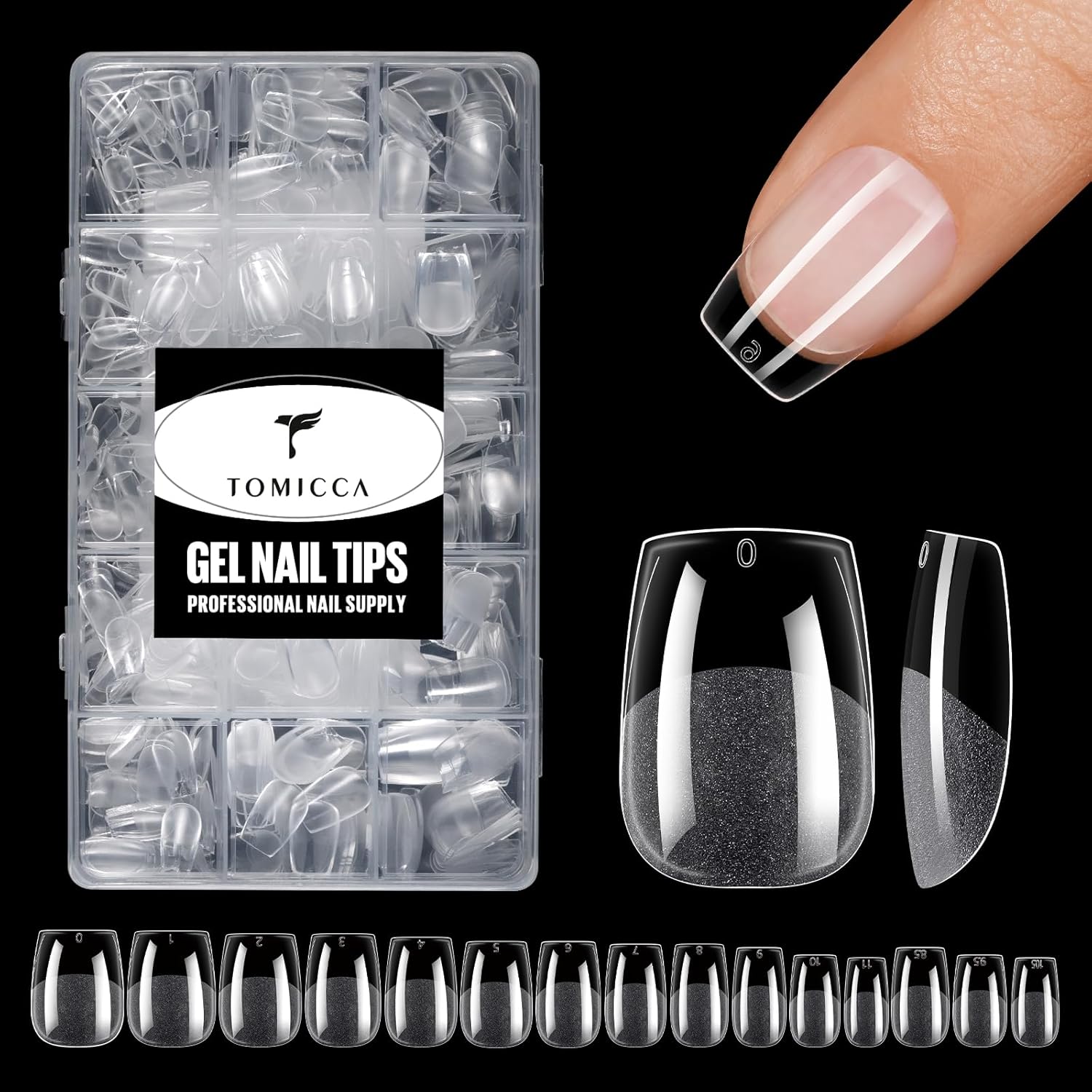 TOMICCA Clear Nail Tips Acrylic Nails 240Pcs Extra Short Coffin Acrylic Nail Kit Pre-shape Full Cover Clear Nails For Nail Extension Home DIY Salon 15 Sizes Gel Nails - Image 8