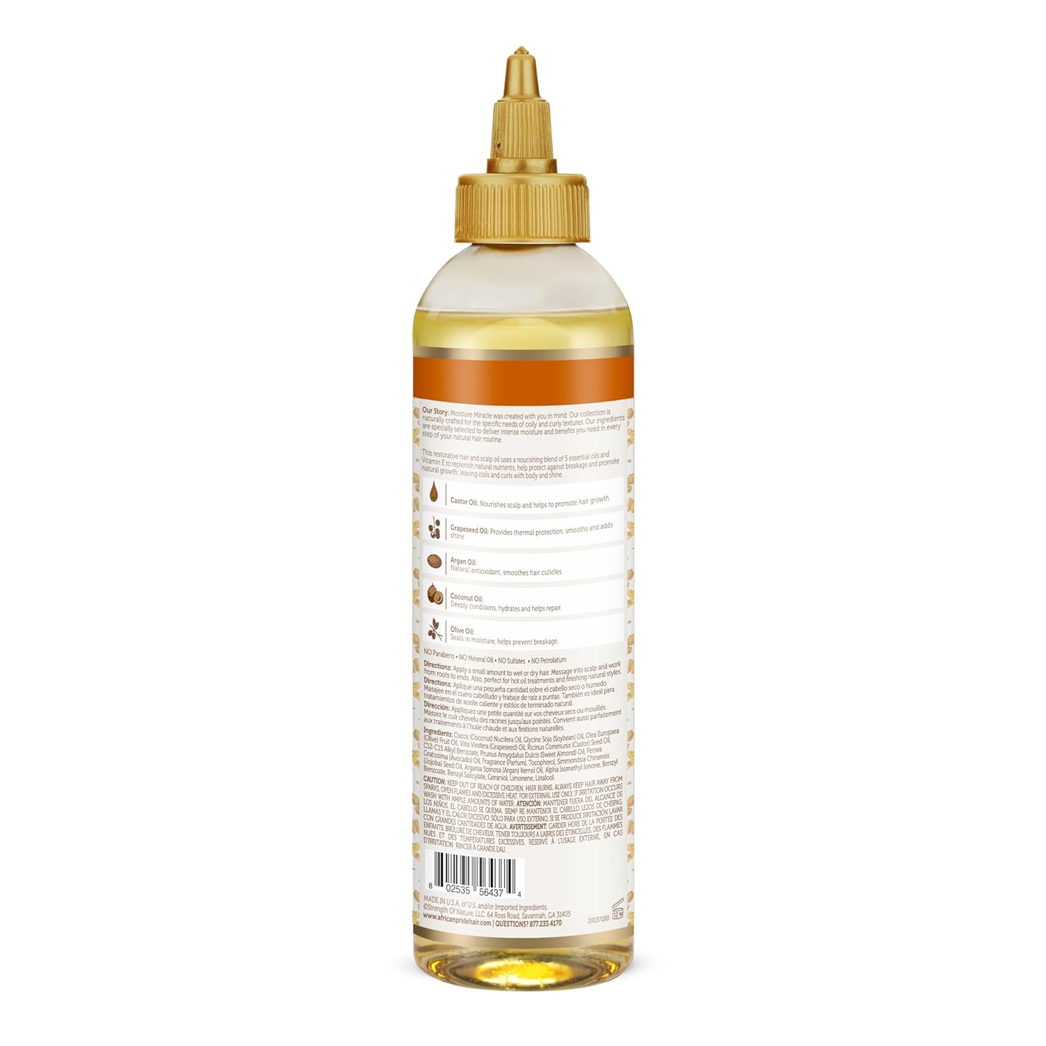 African Pride Moisture Miracle 5 Essential Hair Oils with Vitamin E | Moisture, Shine, Protection, and Growth | Argan, Castor, Grapeseed, Coconut, and Olive Oil | 8 oz - Image 7