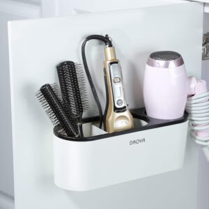 Hair Dryer Holder - White Tool Organizer Blow Cabinet Door, Bathroom Curling Iron for Straightener Styling Tools Storage