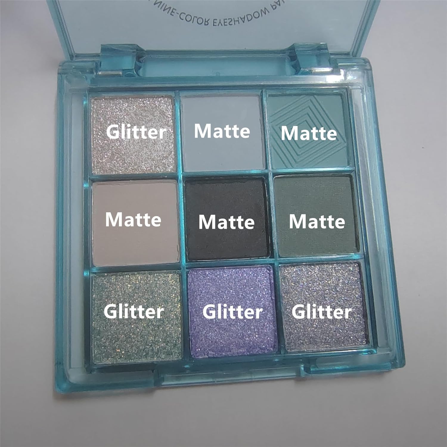 Go Ho 9 Colors Light Blue Grey Black Silver Powder Eyeshadow Palette,Matte&Shimmer&Glitter Eyeshadow Makeup Palette,Waterproof Daily Shades Eye Shadow Make up,14 - Image 4
