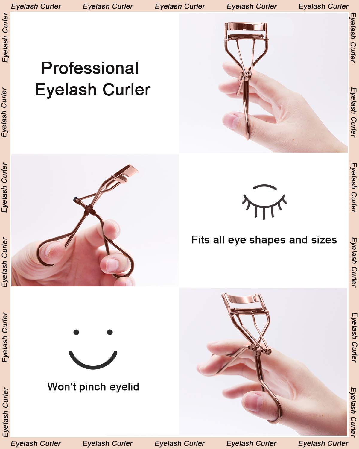 Eyelash Curler Kit Metal Lash Curlers with Mascara Applicator Eyelashes Separator Comb & 6 Replacement Refill Pads (Rose Gold) - Image 3