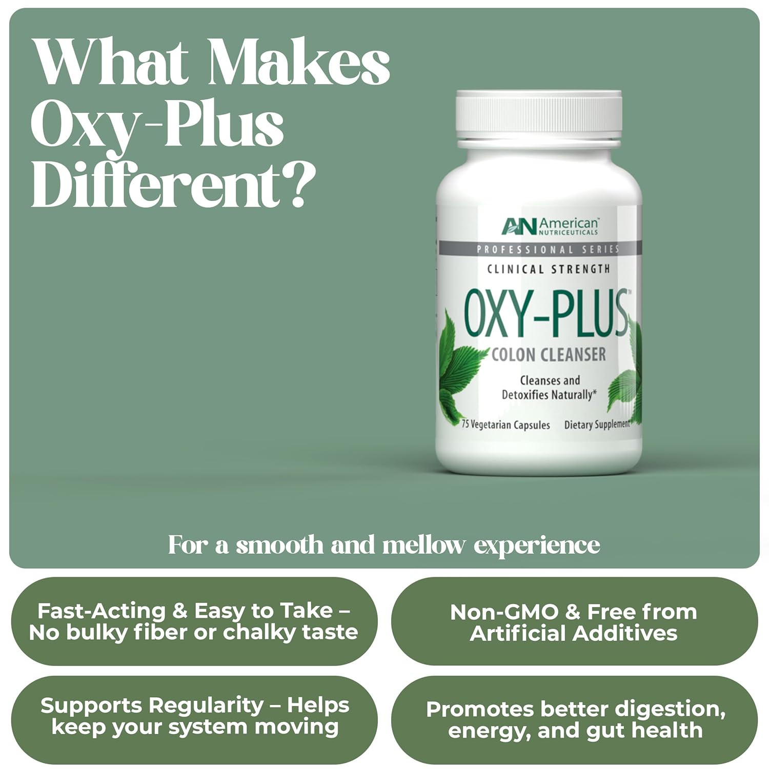 American Nutriceuticals - Oxy-Plus - Colon Cleanse Detox for Relief - Reduces Heavy Metal -Constipation Relief for Women, Men, Adults - Fast Acting , No Gas/ Bloating - 75 Capsules (3-4 Week Supply) - Image 2