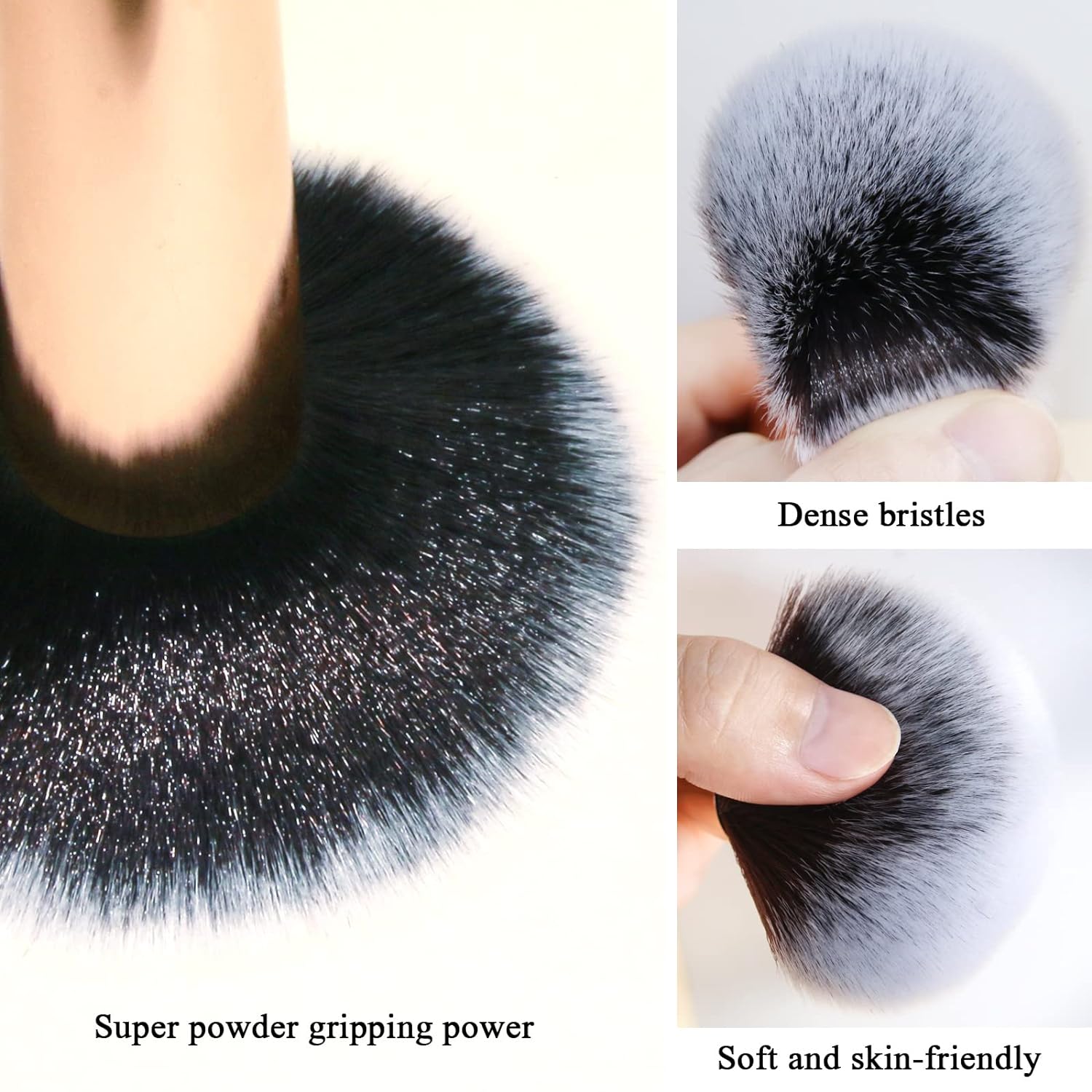 Makeup Brushes Banidy Powder Foundation Brush Flawless Powder Brush Set with Highlighter Brush Blush Brush with Wooden Handle Perfect for Blending, Buffing Liquid, Powder, Foundation, Cream, Concealer - Image 5