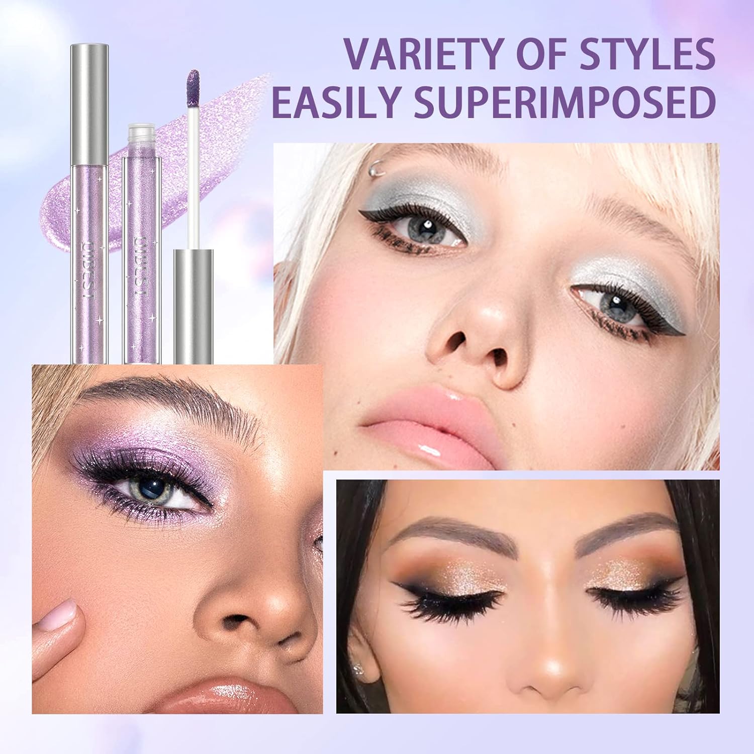 BestLand 12 Colors Liquid Glitter Eyeshadow Set, Multi-dimensional Metallic Glitter Shimmer Smokey Eye Looks Waterproof Long Lasting Quick-Drying Sparkling Eye Shadow Makeup Kits (Color A) - Image 3
