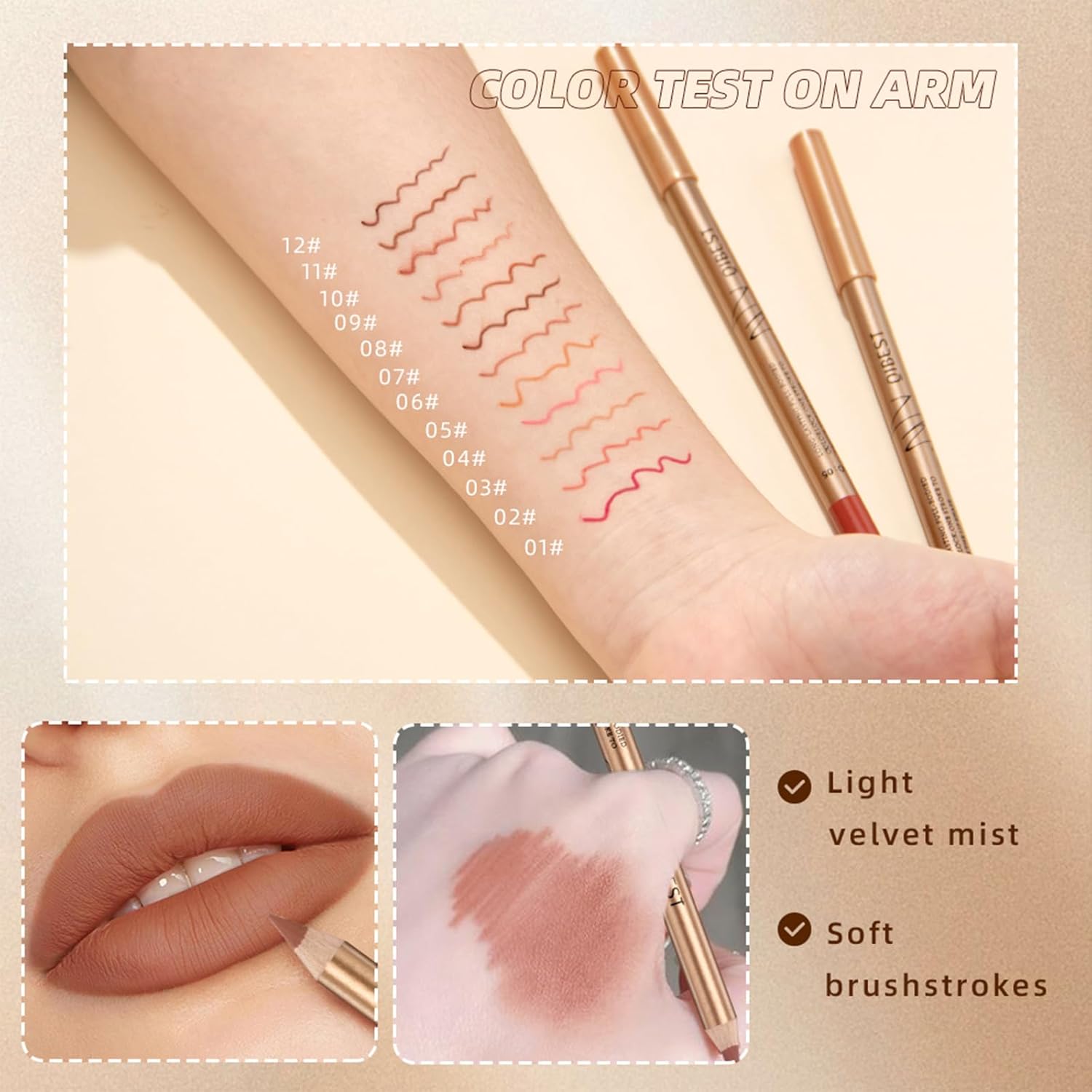 12PCS Matte Lip Liner Set,Waterproof Lipstick Liner Slim,High Pigmented Creamy Lipliners Pencil,Non-fading Long Lasting Lip Liner Pencil for Women - Image 4