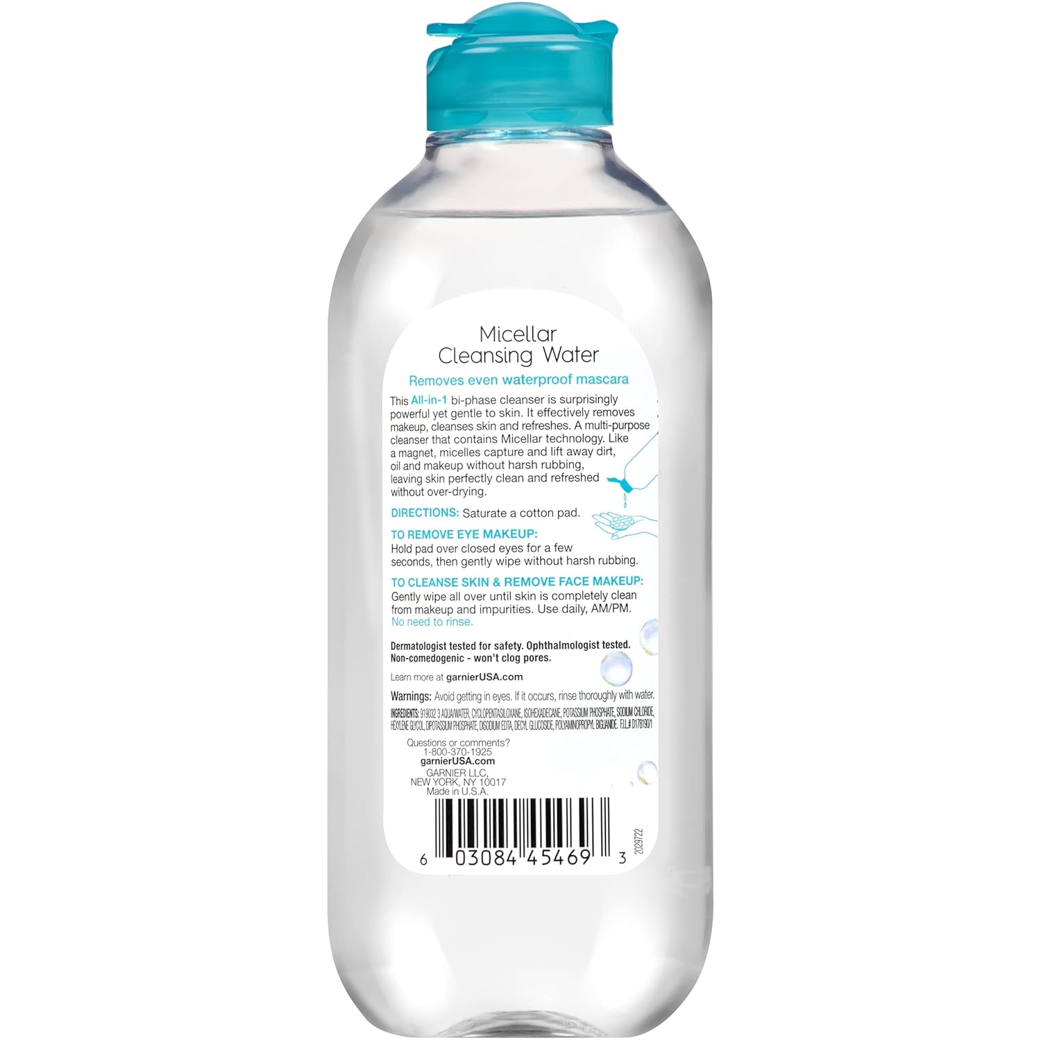 Garnier Micellar Water For Waterproof Makeup, Hydrating Facial Cleanser & Makeup Remover, Suitable for Sensitive Skin, Vegan, Cruelty Free, 13.5 Fl Oz (400mL), 1 Count - Image 2