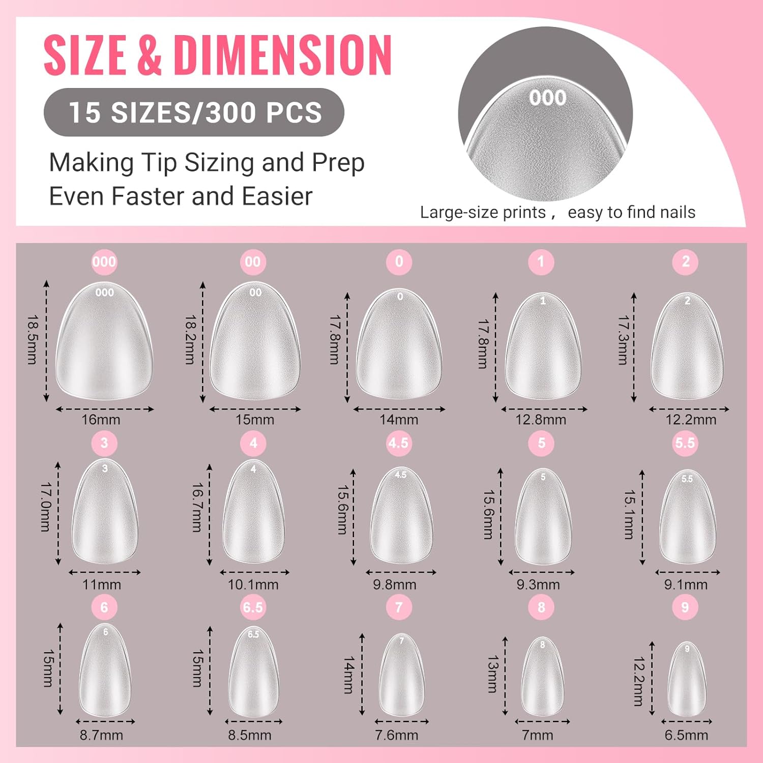 Extra Short Wide Fit Almond Nail Tips for Short Wider Nail Beds,SINOKAME Full Matte No File Extra Wide Almond Press On Nails Clear,Pre-shaped Short Fake Nails for Acrylic Gel Nail Extension - Image 5