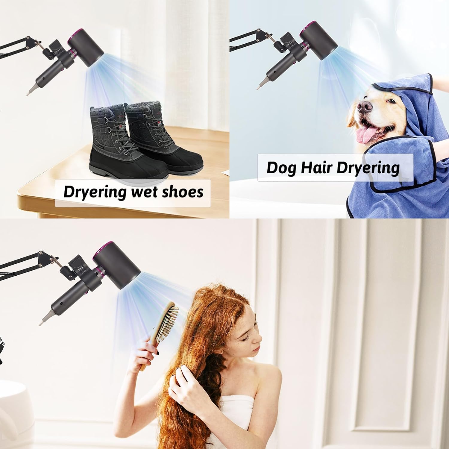 Blow Dryer Stand Hands Free 360 Rotate Hands Free Hair Dryer Holder,Adjustable Hair Dryer Stand Hands Free, Hands Free Blow Dryer Holder Stands Free Clip Suitable for 99% - Image 6