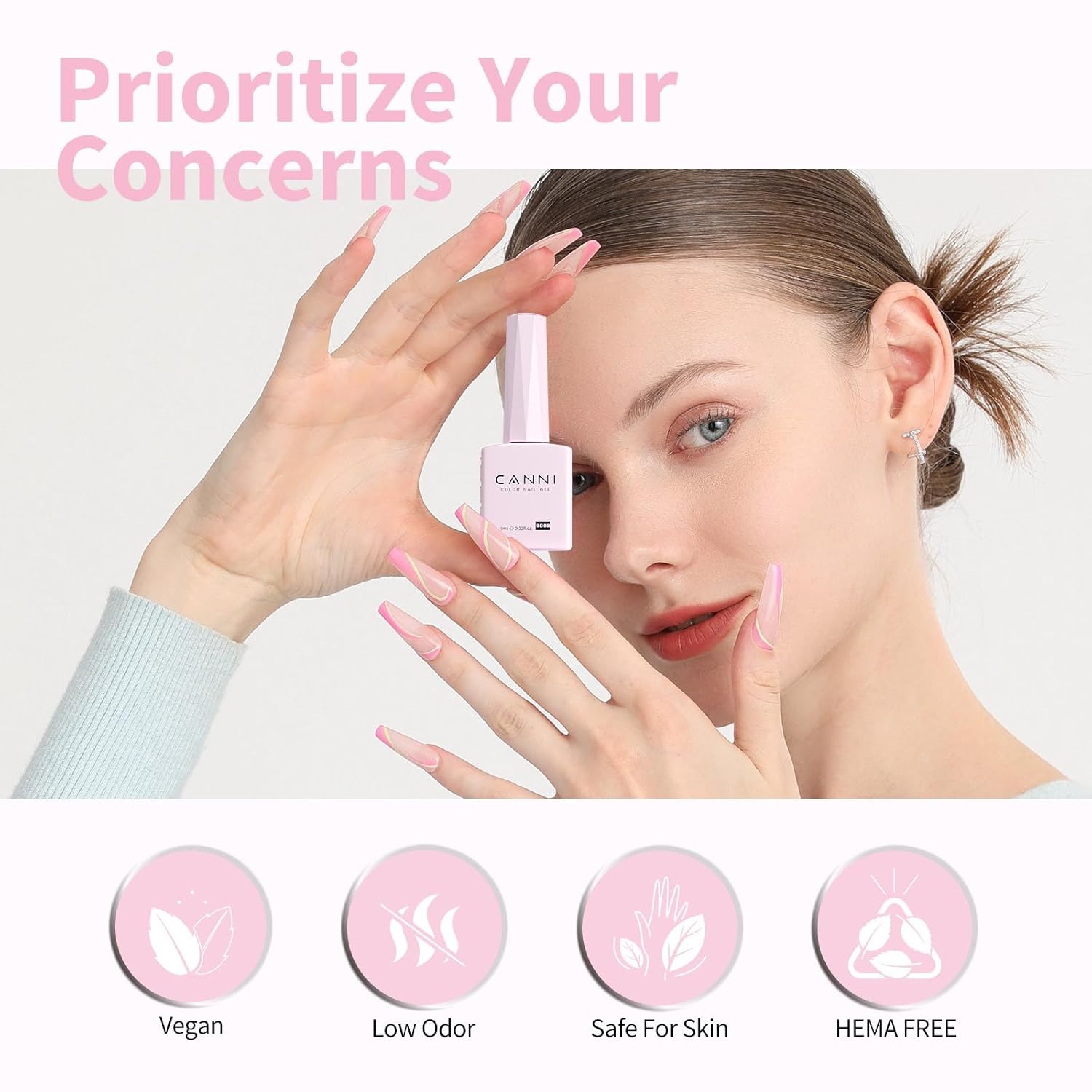 CANNI Light Pink Gel Nail Polish, 1Pcs Baby Pink Gel Polish Soft Pale Color High Gloss Soak Off U V Nail Manicure Salon DIY - Image 6