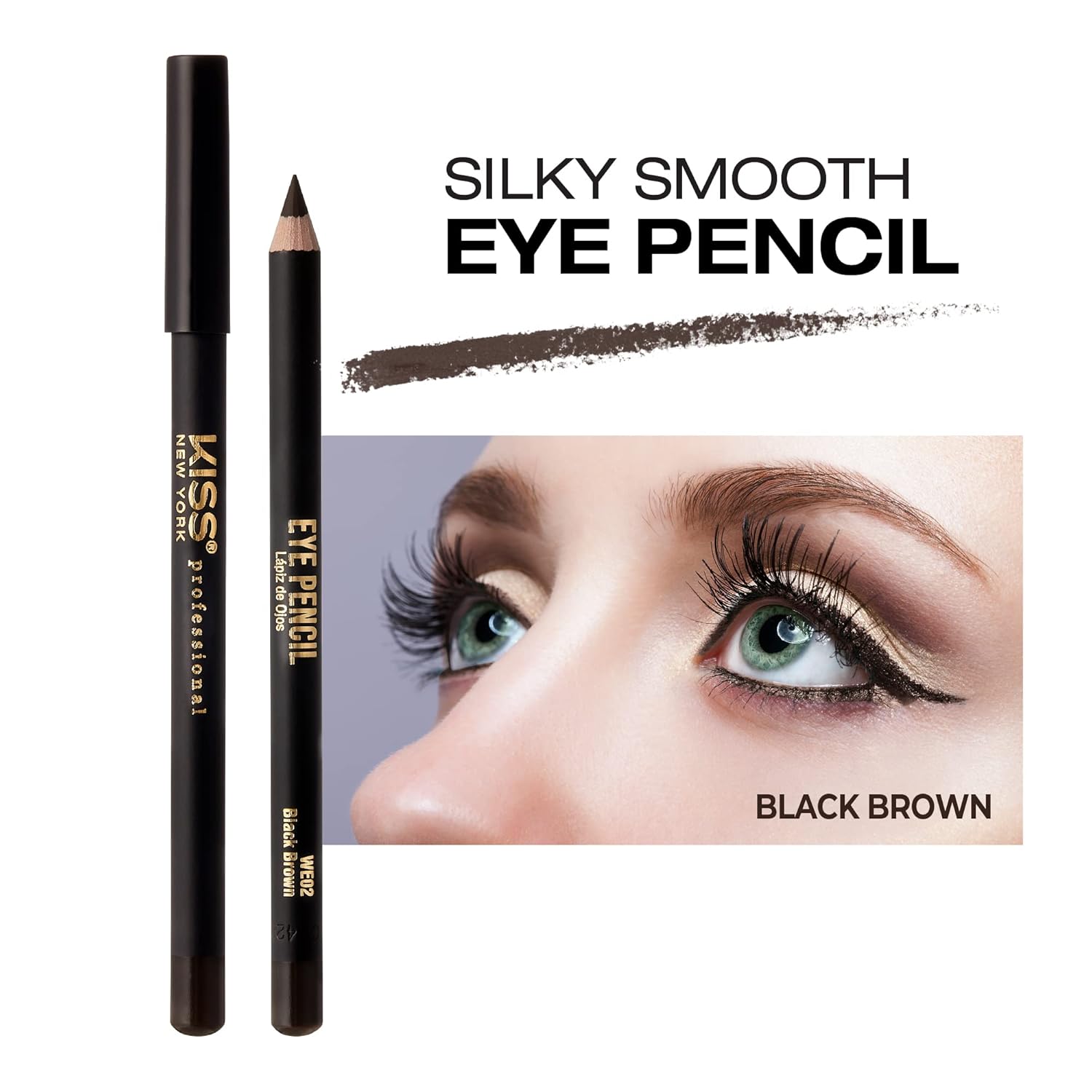 Pro Slim Eye Pencil Black Brown Creamy Soft Water-Resistant Long-Lasting Color 0.02 oz - Image 3