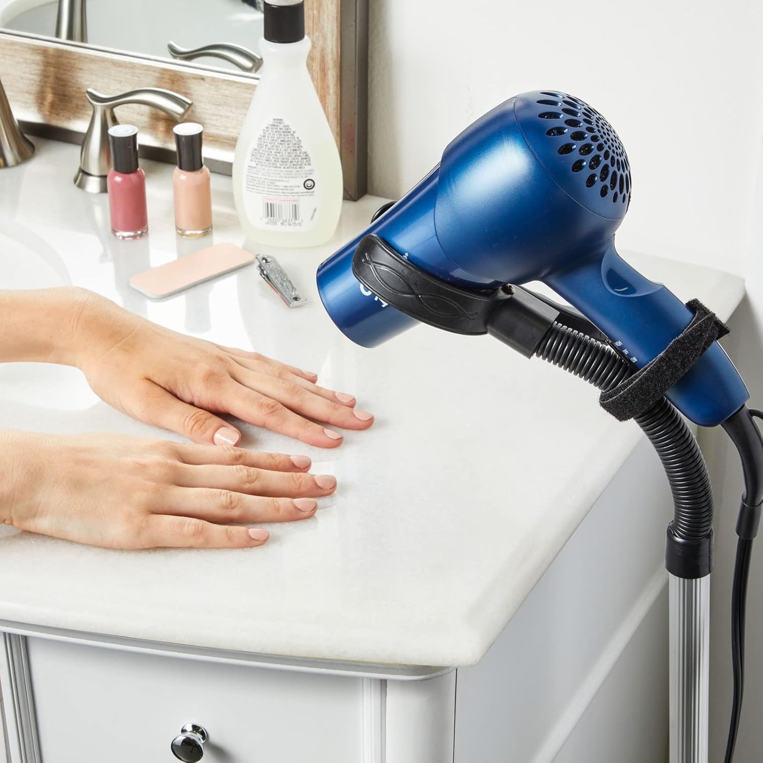 Adjustable Hands-Free Hair Dryer Stand Holder 360 Degree Rotation, Compatible with Compact Styling Tools - Image 2