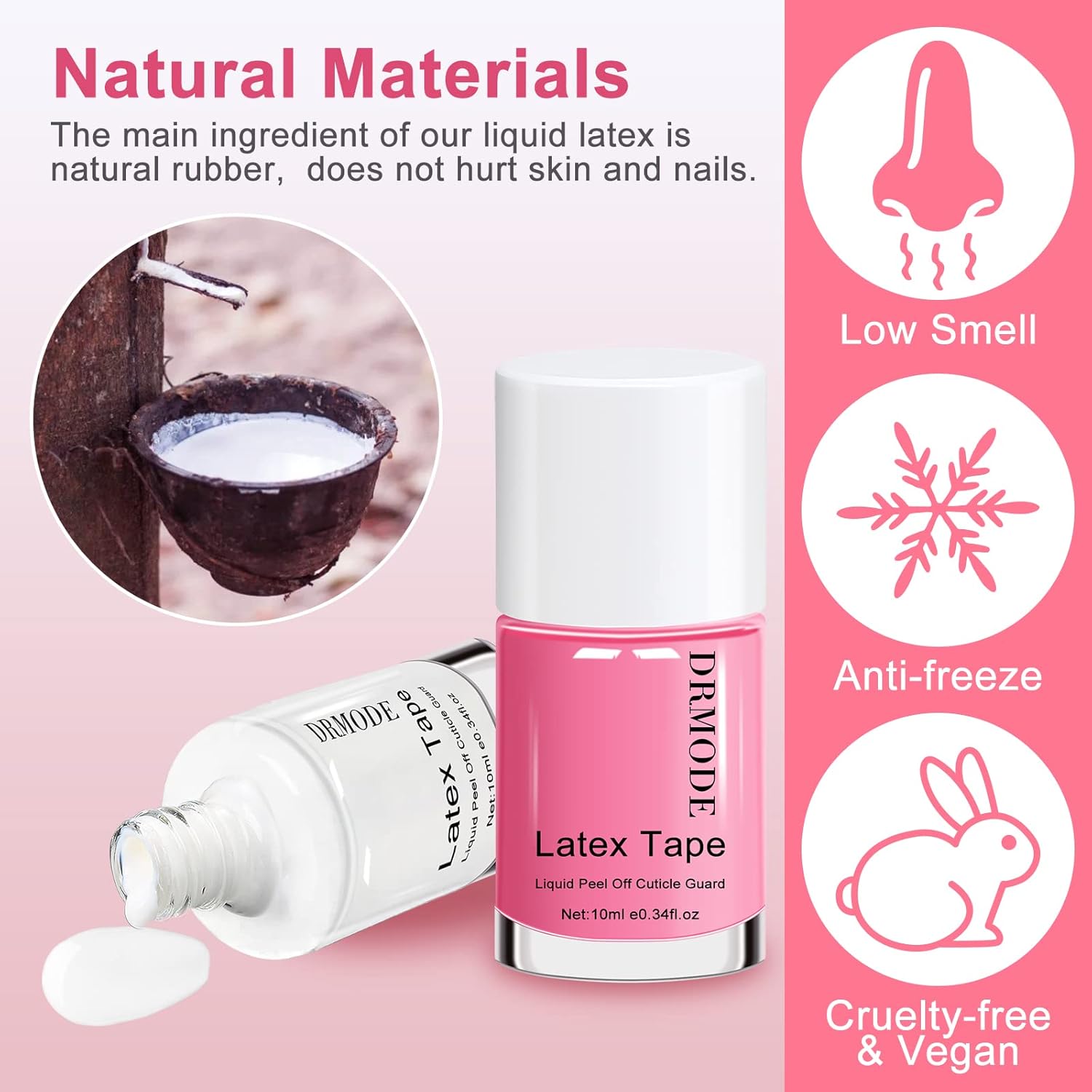 Liquid Latex for Nails, DRMODE Nail Latex Tape Peel Off Fast Drying Nail Polish Barrier, Nail Cuticle Guard Protector for Fingers Nail Stamping with Tweezers for Nail Art - Image 5