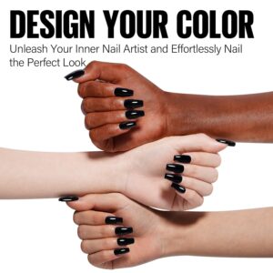 TOMICCA Black Gel Nail Polish, 15ml Fast Dry, Long Lasting Soak Off UV Gel Polish for French Manicure Nail Art