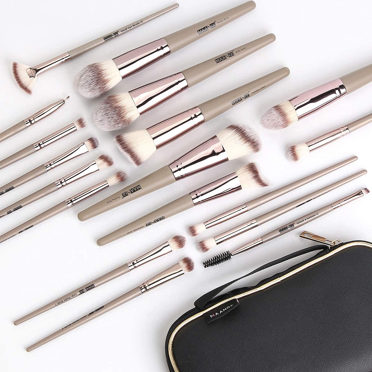 Makeup Brushes, 18 Pcs Professional Premium Synthetic Makeup Brush Set with Case, Foundation Kabuki Eye Travel Make up Brushes sets (Champagne Gold) - Image 7