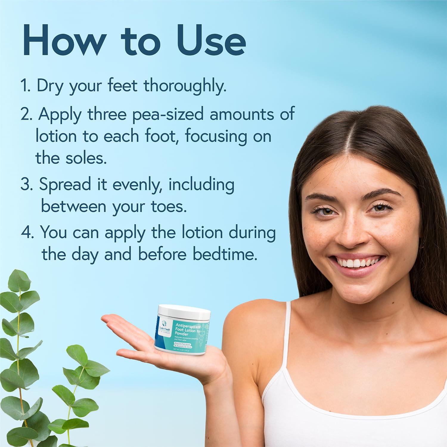 Foot Lotion to Powder for Excessive Sweating - Plant Based Foot Powder for Smelly Feet - Foot Odor Eliminator & Foot Lotion for Dry Feet - 4oz - Image 5