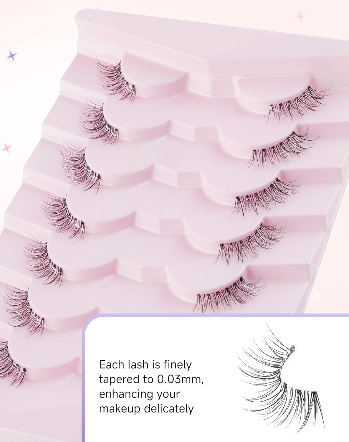 Half Lashes Natural Corner Eyelashes Wispy Natural Look Clear Band 3/4 Lashes Half-01 - Image 2