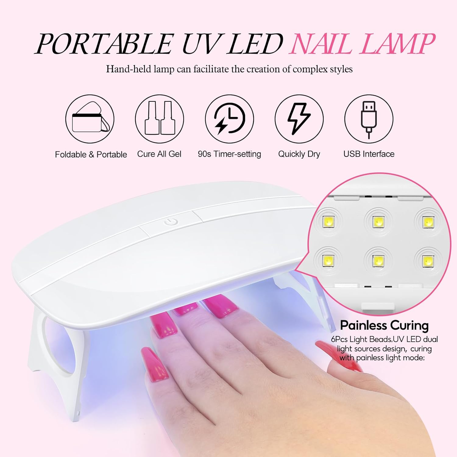 Acrylic Nail Kit for Beginners with Drill and U V Light 6 Colors Acrylic Powder Clear Nude Pink 4PC Gel Polish 24PC Glitter Powders Rhinstones Nails Kit Acrylic Set for Women - Image 7