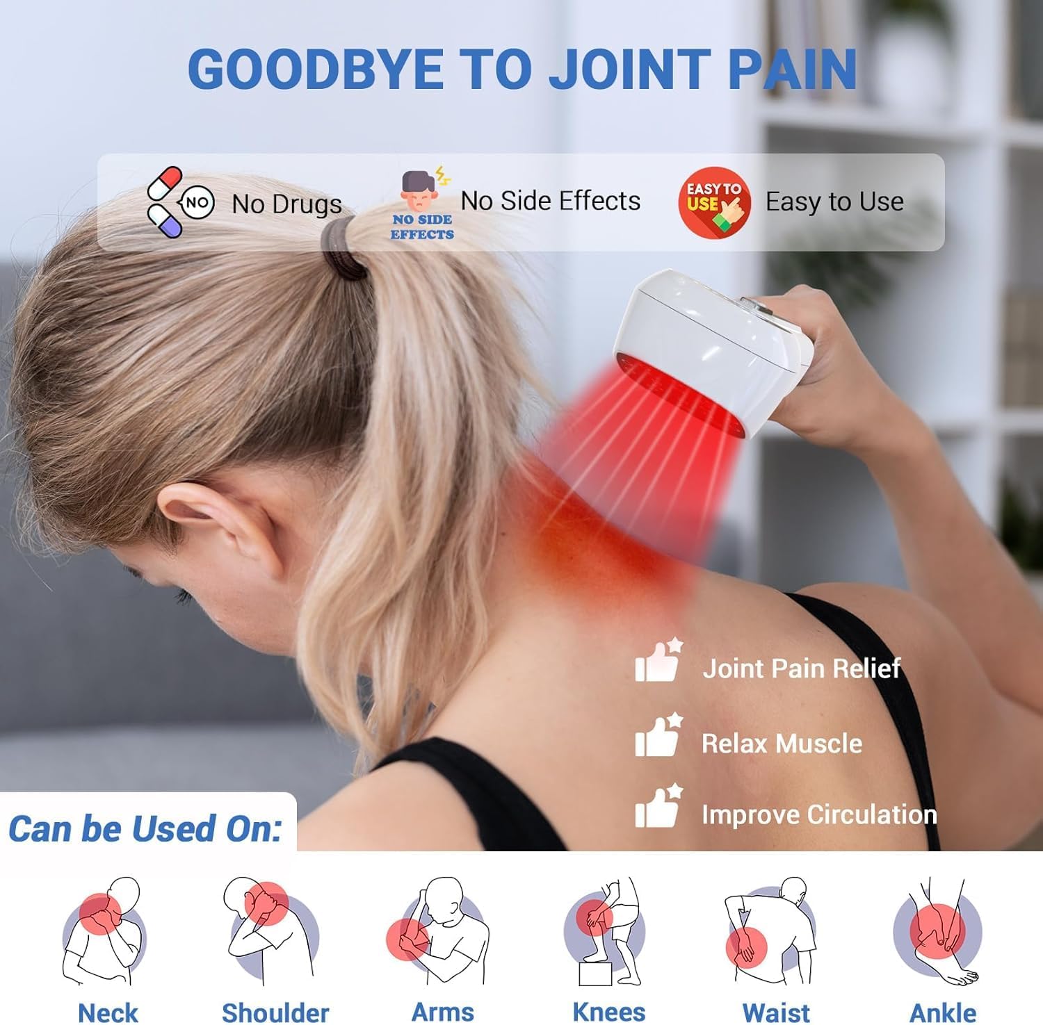 Cold Laser Therapy Device for Human & Pet with Stand & LED Display(4 x 808 nm +14 x 650 nm), Handheld Red Light Therapy Devices, Red Light Therapy Wand for Joint Muscle Pain Relief - Image 5