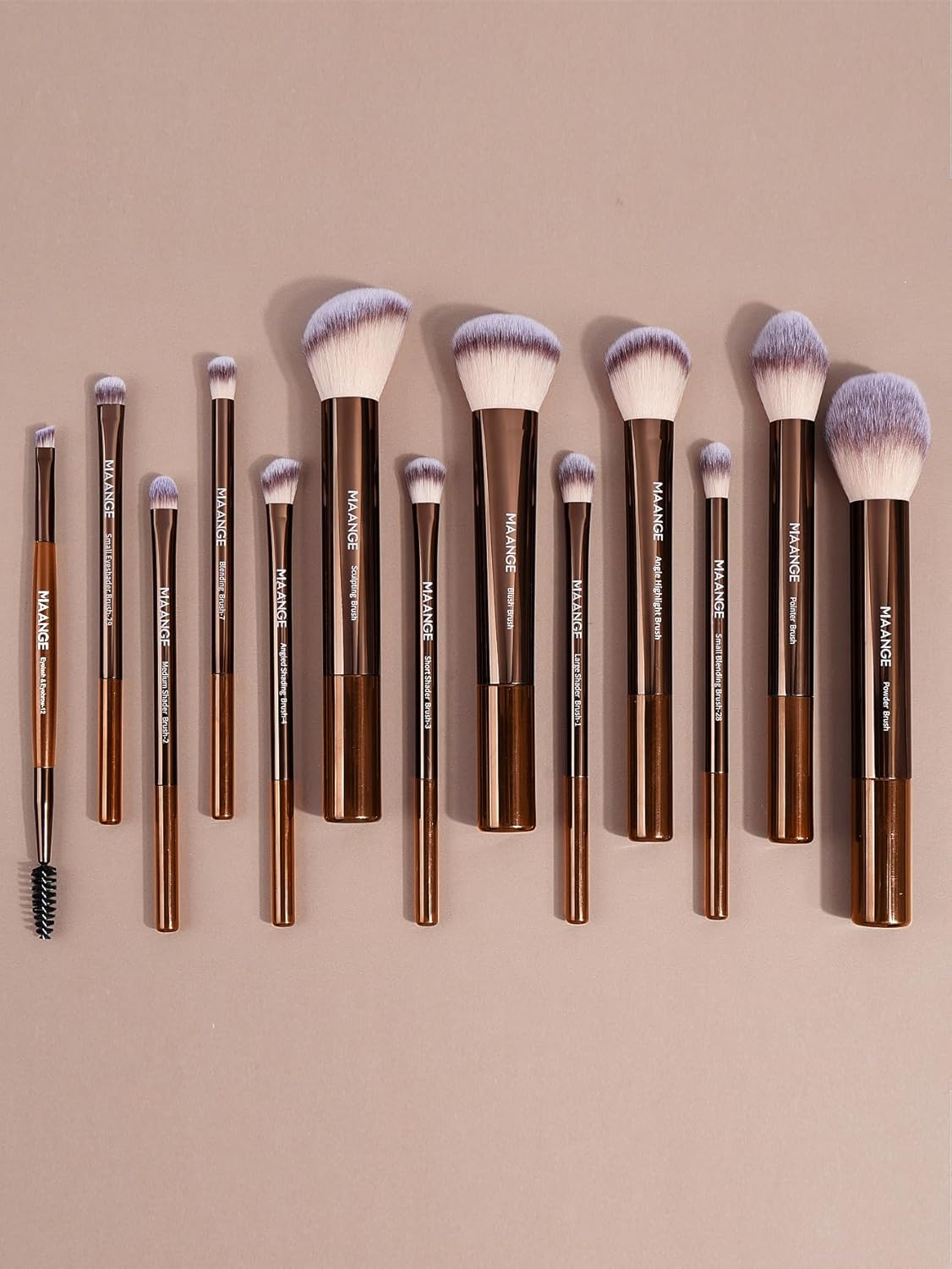 MAANGE 13 PCS Makeup Brushes Professional Make Up Brushes Premium Synthetic Powder Concealers Brushes Travel Makeup Brush Set with Case (Coffee) - Image 7