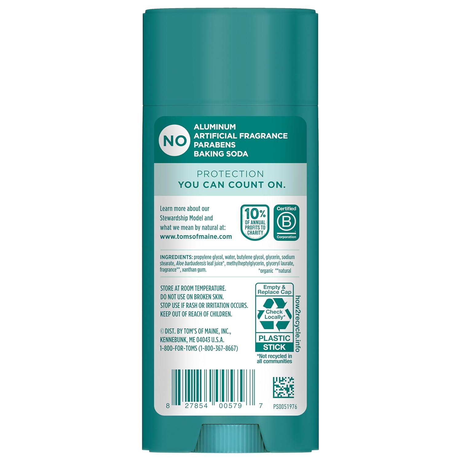 Tomβs of Maine Mountain Spring Natural Deodorant for Men and Women, Aluminum Free, 3.25 oz, 2-Pack - Image 2