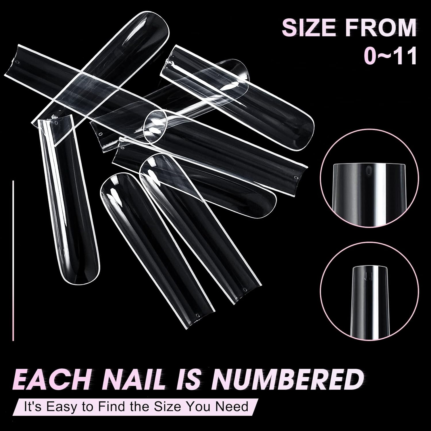 Ranrose Extra Long Nail Tips,240PCS XXXL Square Acrylic Tips Full Cover Clear Straight Tapered - Image 9