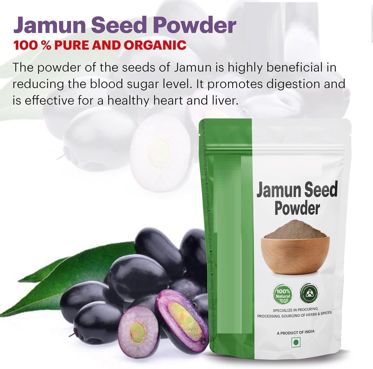 SA Jamun Seed Powder for Diabetes 800g | Blood Sugar Management and Purification | Food-Grade Stand-Up Zipper Pouch -800g - Image 4