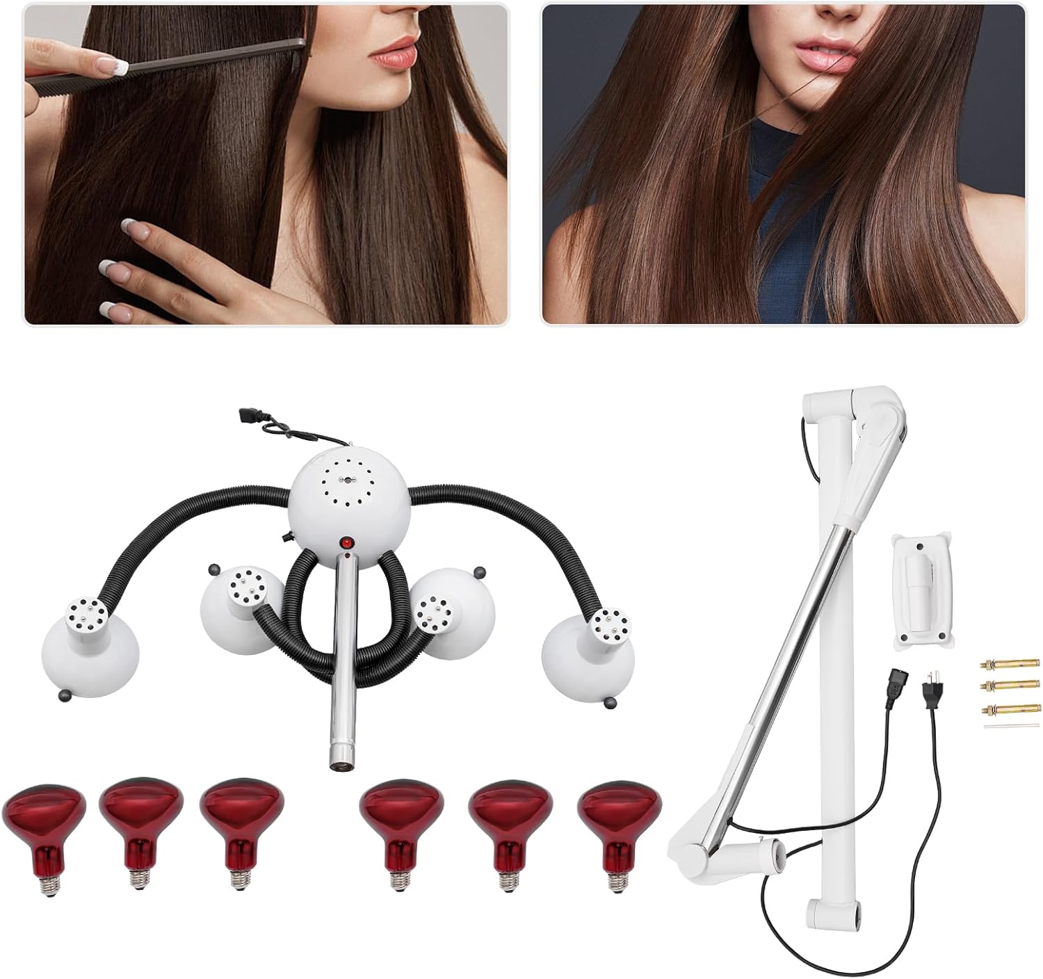 5 Head Infrared Heat Lamp, Salon Hair Dryer Color Processor, Adjusting Angle Wall Mounted Hair Steamer, Styling Perming Dryer Salon Heat Lamp - Image 6