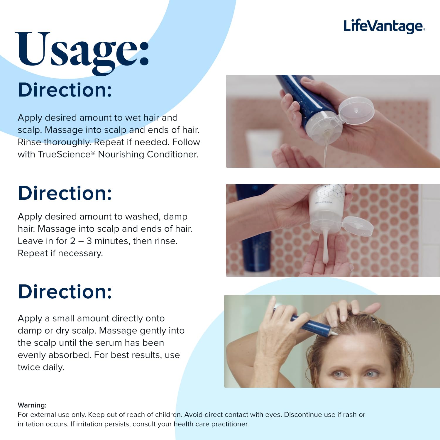 LifeVantage TrueScience Hair Care System Includes TrueScience Nourishing Hair Shampoo 250ml, Conditioner 250ml and Scalp Serum 50ml. - Image 8