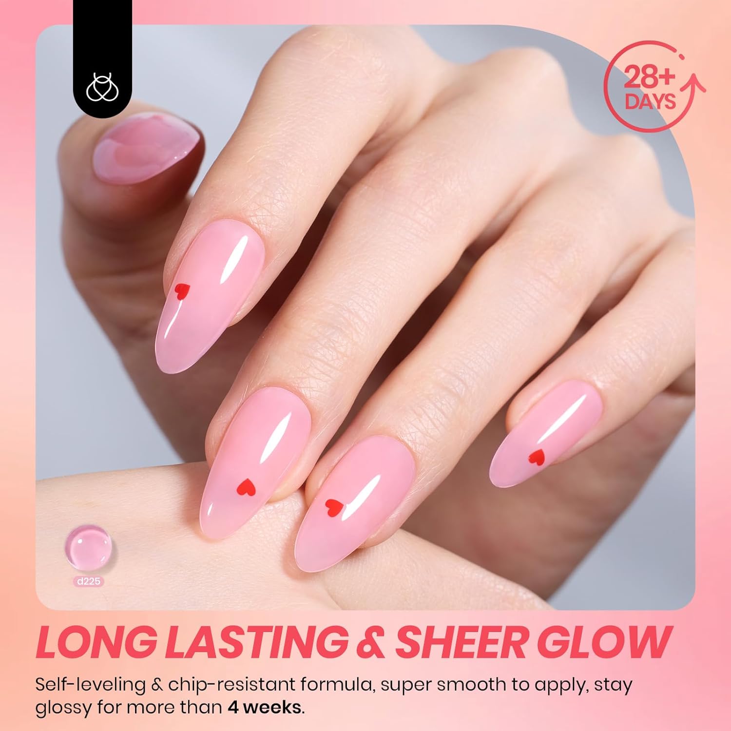 Beetles Jelly Gel Nail Polish Set - 6 Colors Nude Pink Gel Polish Kit Neutral Shimmer Translucent Sheer Gel Soak off Uv Nail Concealer Peach Juice Collection French Nail Art Manicure Gift for Women - Image 4