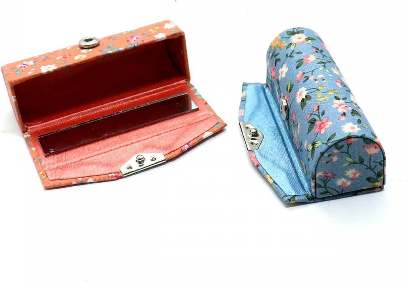 4 Pcs Ladies Floral Lipstick Case Holder with Mirror, Cosmetic Storage Kit Makeup Travel Cases Organizer Bag for Purse - Image 4