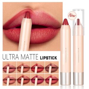 Nude Matte Velvet Crayon Lipstick, Moisturizing Lightweight Creamy Lip Color, Waterproof Long-Lasting Crayon Lip Gloss for Women, Non-Sticky, Ultra Matte Lip Liner Pen for Women (#05)