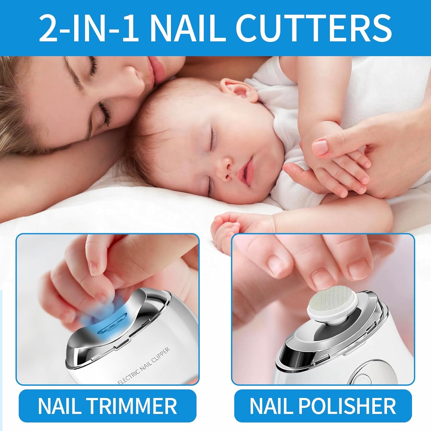 Automatic Electric Nail Clipper with Nail File, 3 Speeds LCD Digital Display and LED Light, USB Rechargeable, Fingernail Trimmer with Nail Clipper Storage Best Gift for Mom Dad Kids, Seniors - Image 6